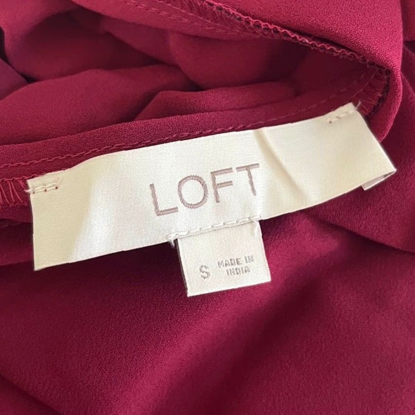 Loft LOFT Blouse Purple Long Sleeve Round Neck Stretch Small Womens Shirt Regular Size S / US 4 / IT 40 - 4 Thumbnail