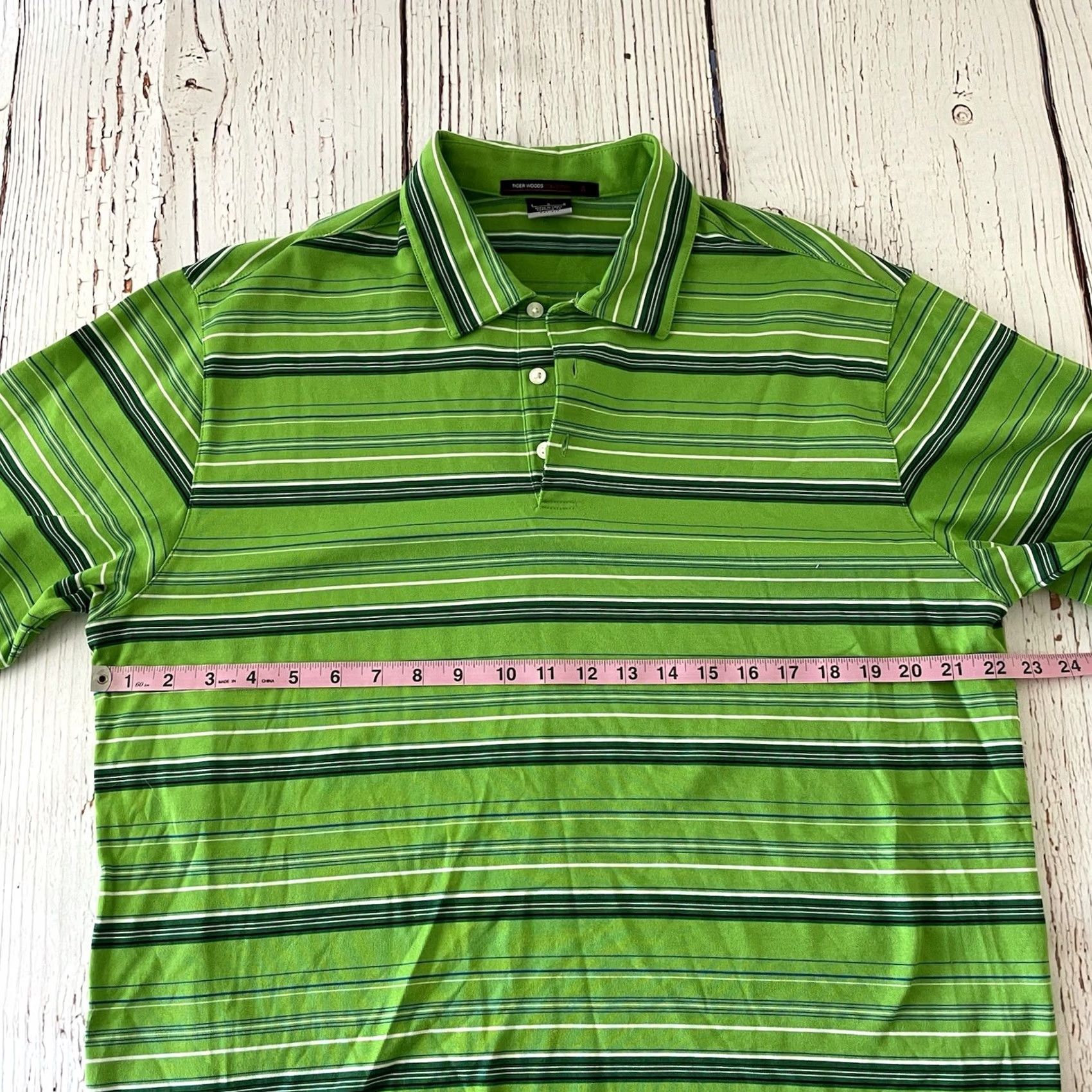 Nike VINTAGE Nike Tiger Woods Collection Short Sleeve Striped Golf Polo Shirt L Green Mens Size US L / EU 52-54 / 3 - 4 Thumbnail