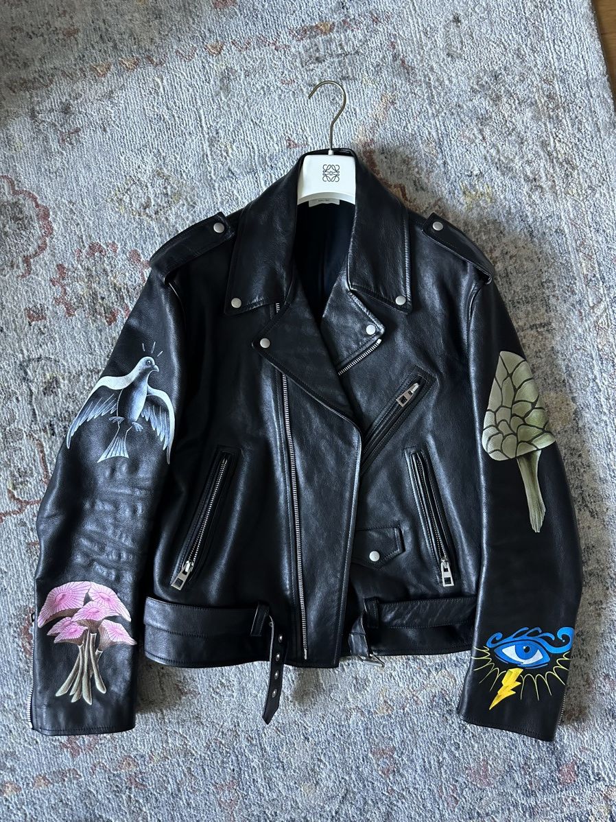 RUNWAY! LOEWE LEATHER JACKET HANDPAINTED