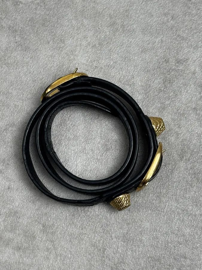 Balenciaga Balenciaga Black & Gold Studded City Leather Bracelet Size ONE SIZE - 5 Thumbnail