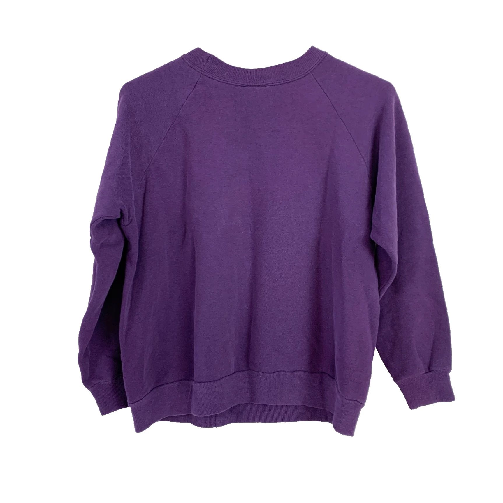 Hanes VINTAGE Hanes Sweatshirt Purple 90s Wolf Howling At The Moon Crew Neck Long Sleeve Cotton Blend Fleece Women's M Pop Culture Size M / US 6-8 / IT 42-44 - 7 Thumbnail