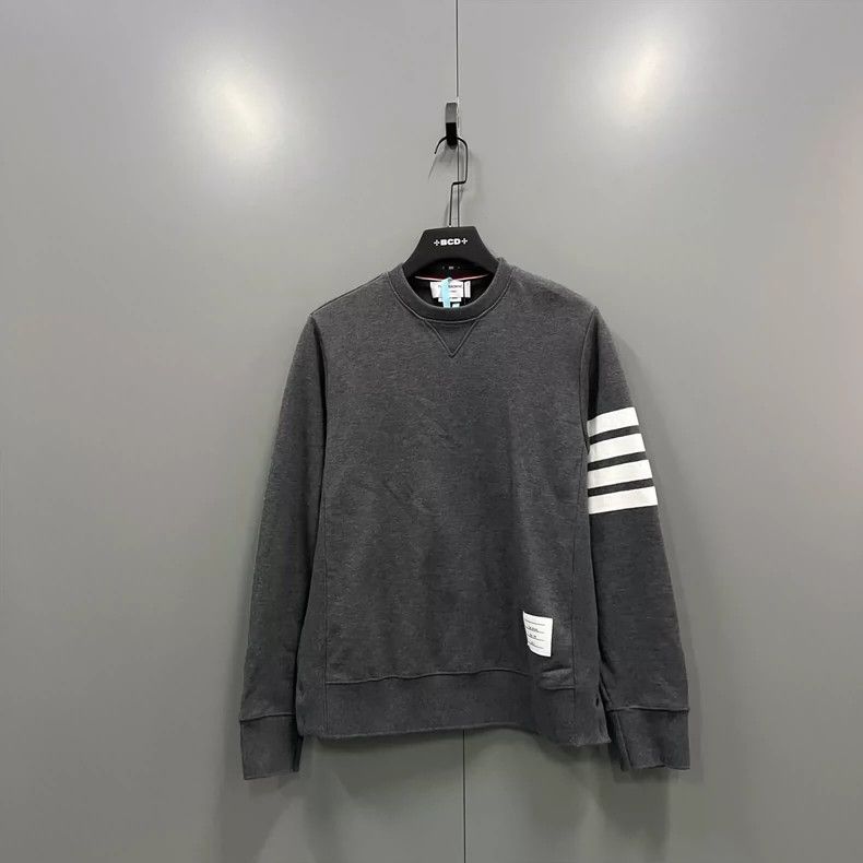 Thom Browne Thom browne Gray striped ribbed round-neck sweatshirt 2503- Size US L / EU 52-54 / 3 - 1 Thumbnail
