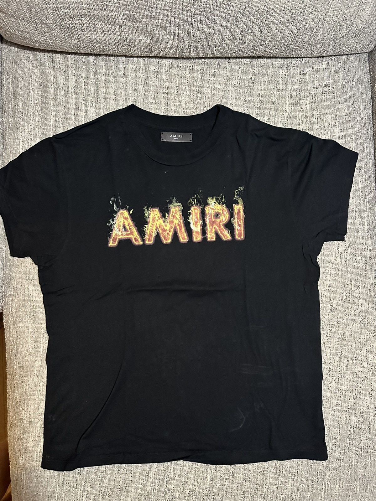 image of Amiri Flame T-Shirt in Black, Men's (Size Small)