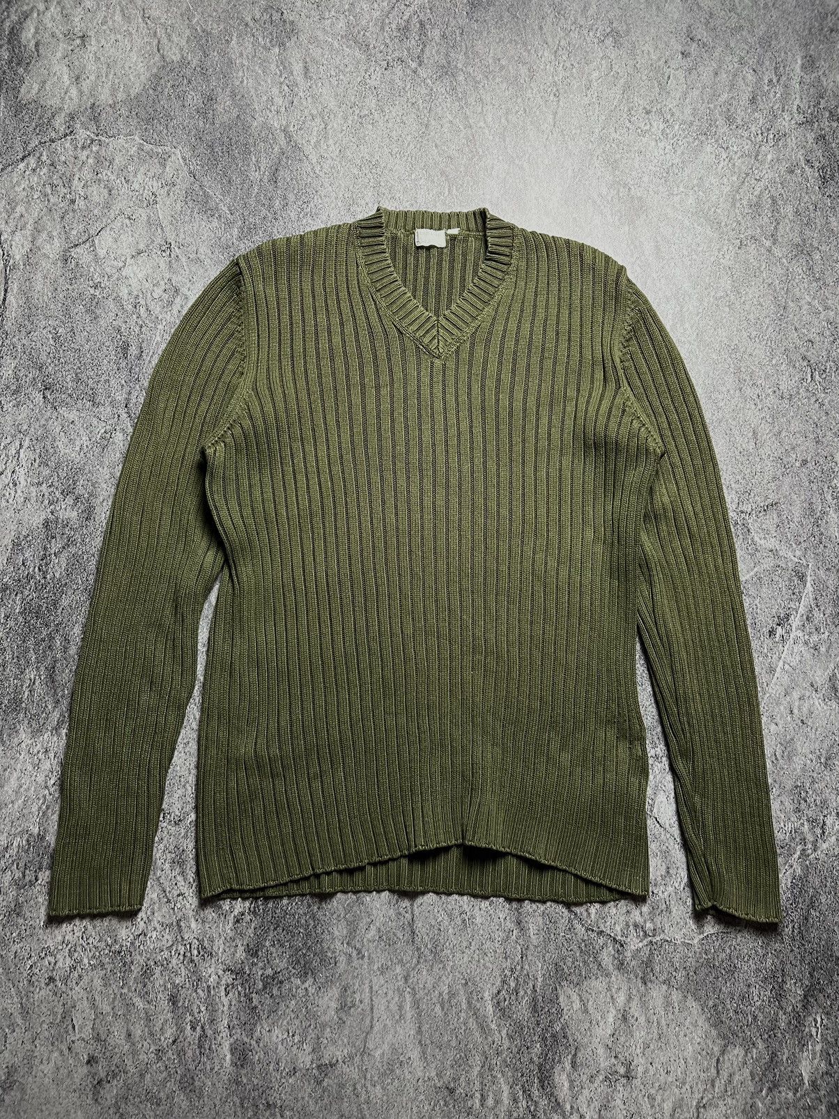 image of Archival Clothing x Helmut Lang 1998 Helmut Lang Heavy Knit Sweater Japan Military Style in Khaki G