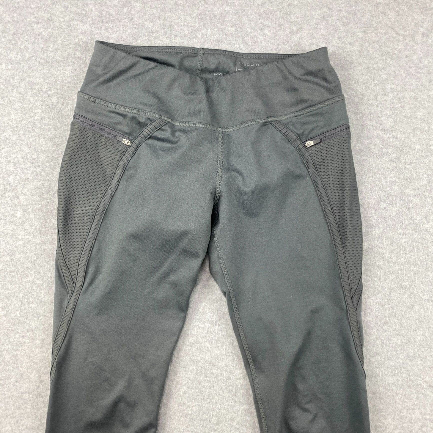 Vintage Hylete Leggings Womens Medium M Gray 25" Pull On Stretch Zip Pockets Active Yoga Size 42" / US 20 - 2 Thumbnail