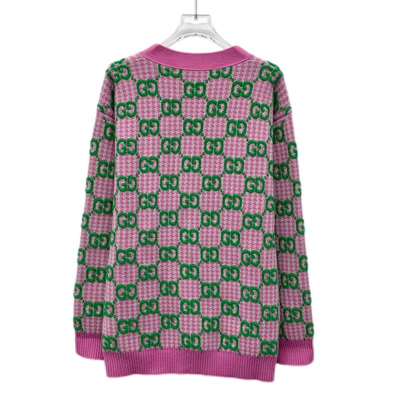 Gucci GucciColor-blocked logo jacquad full-print wool V-neck sing Size S / US 4 / IT 40 - 2 Thumbnail