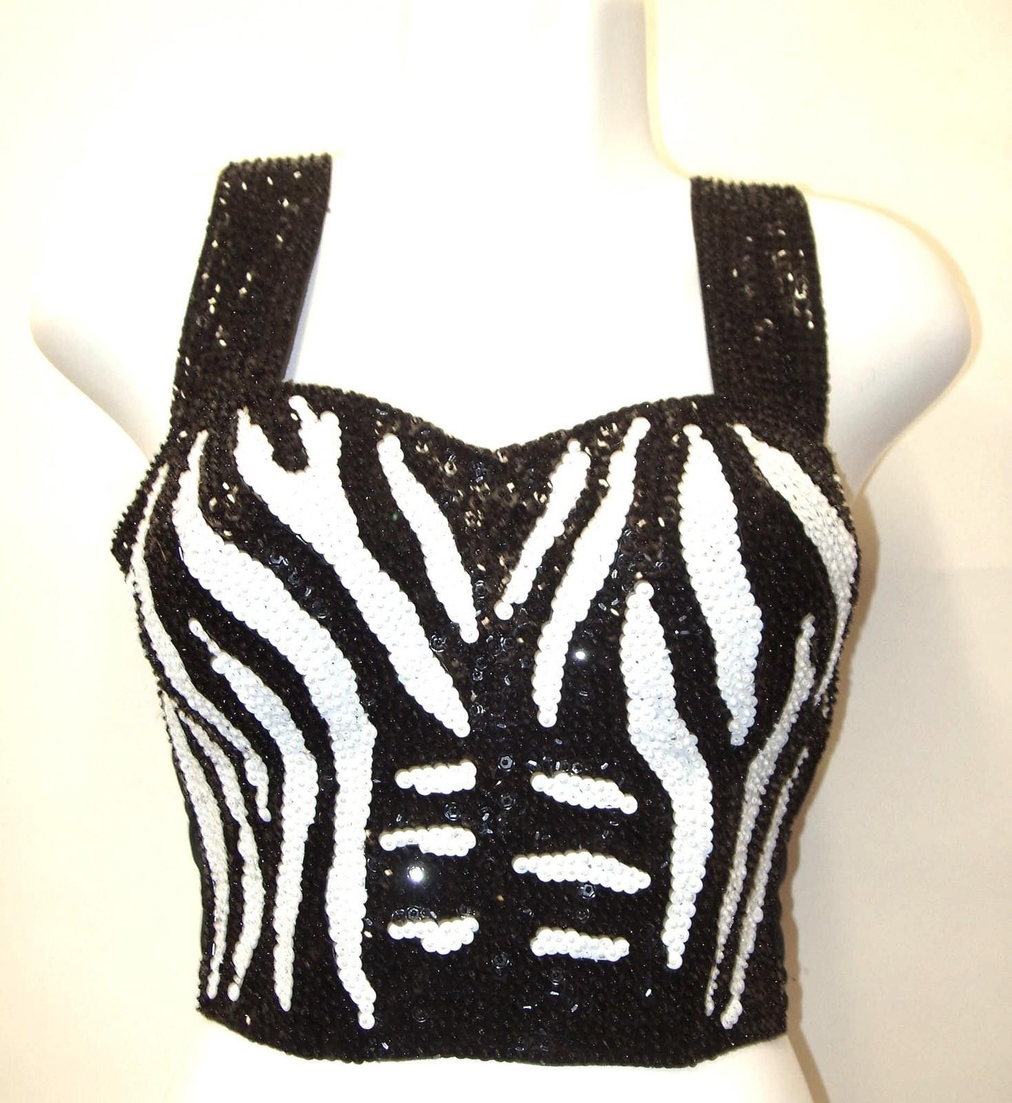 Designer Sequin Bustier Halter Top ZEBRA NEW (size XL only) Size XL / US 12-14 / IT 48-50 - 1 Preview