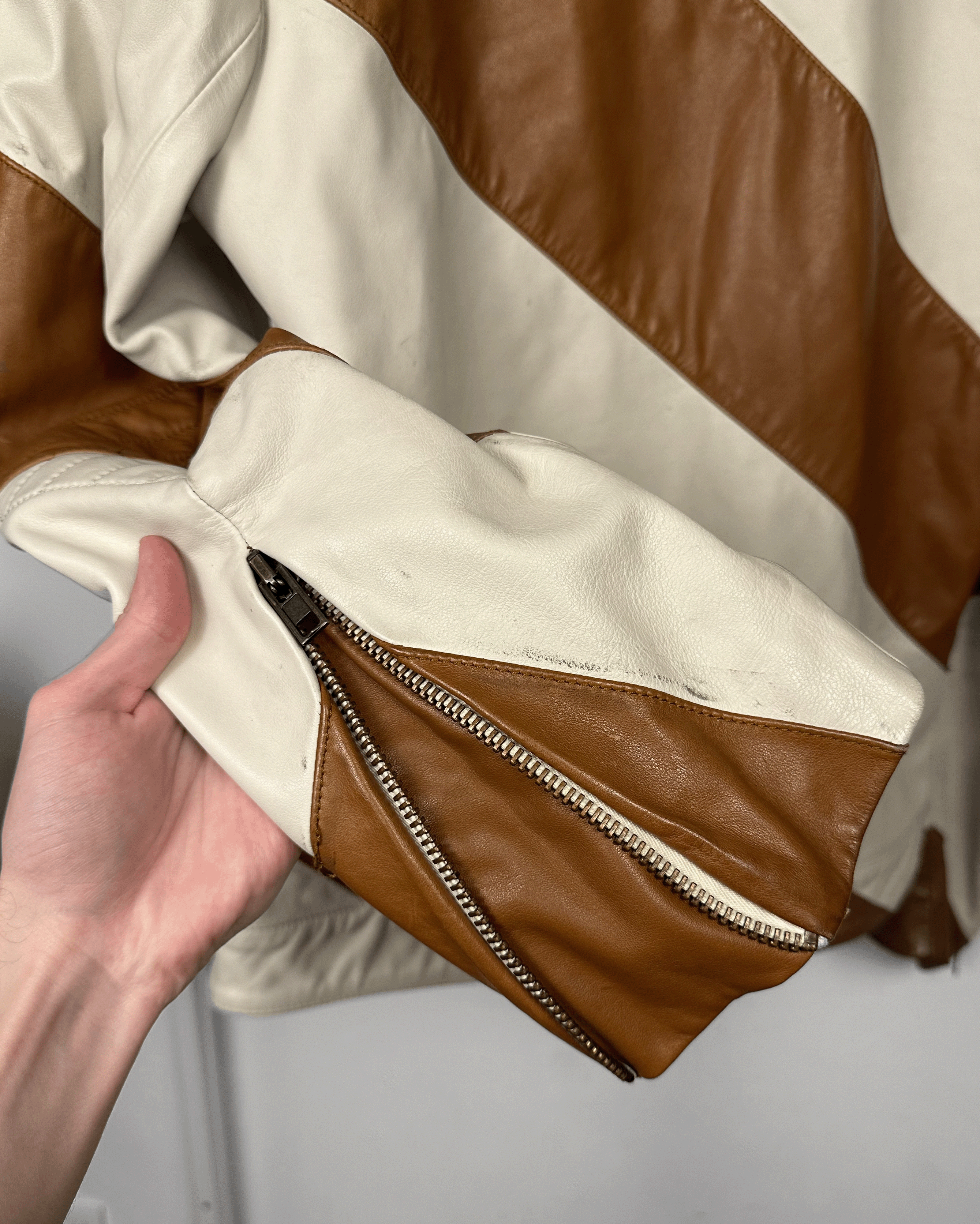 Maison Margiela Maison Margiela Sample Two Tone Leather Biker Jacket Size US M / EU 48-50 / 2 - 7 Thumbnail