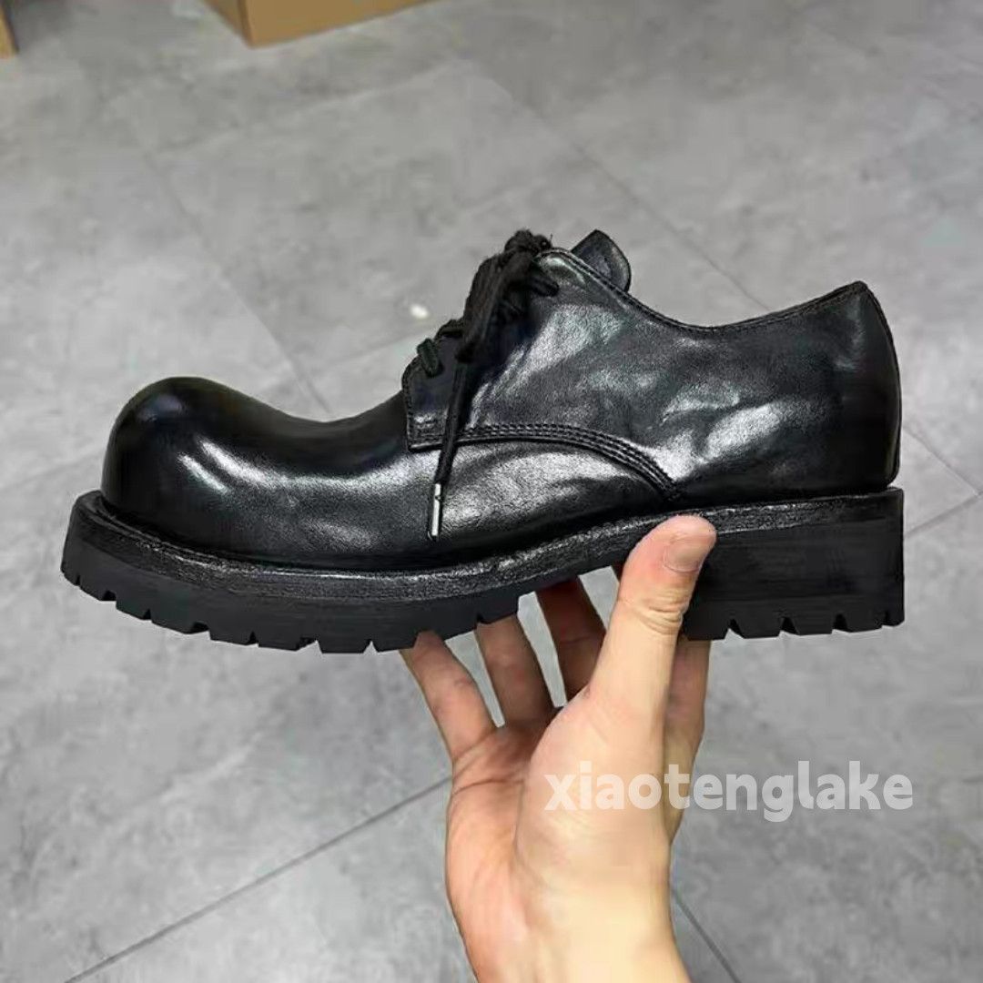 Vintage Unisex retro big head thick sole yuppie y2k leather shoes Size US 6 / EU 39 - 1 Thumbnail