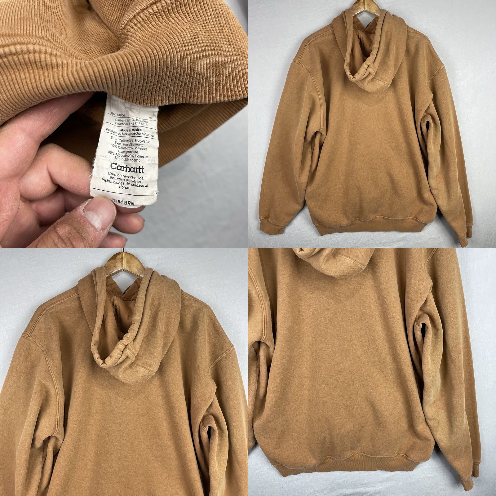 Carhartt VINTAGE Carhartt Hoodie Mens XL Brown Heavyweight Sweatshirt Fleece K184 BRN Y2K Size US XL / EU 56 / 4 - 9 Thumbnail