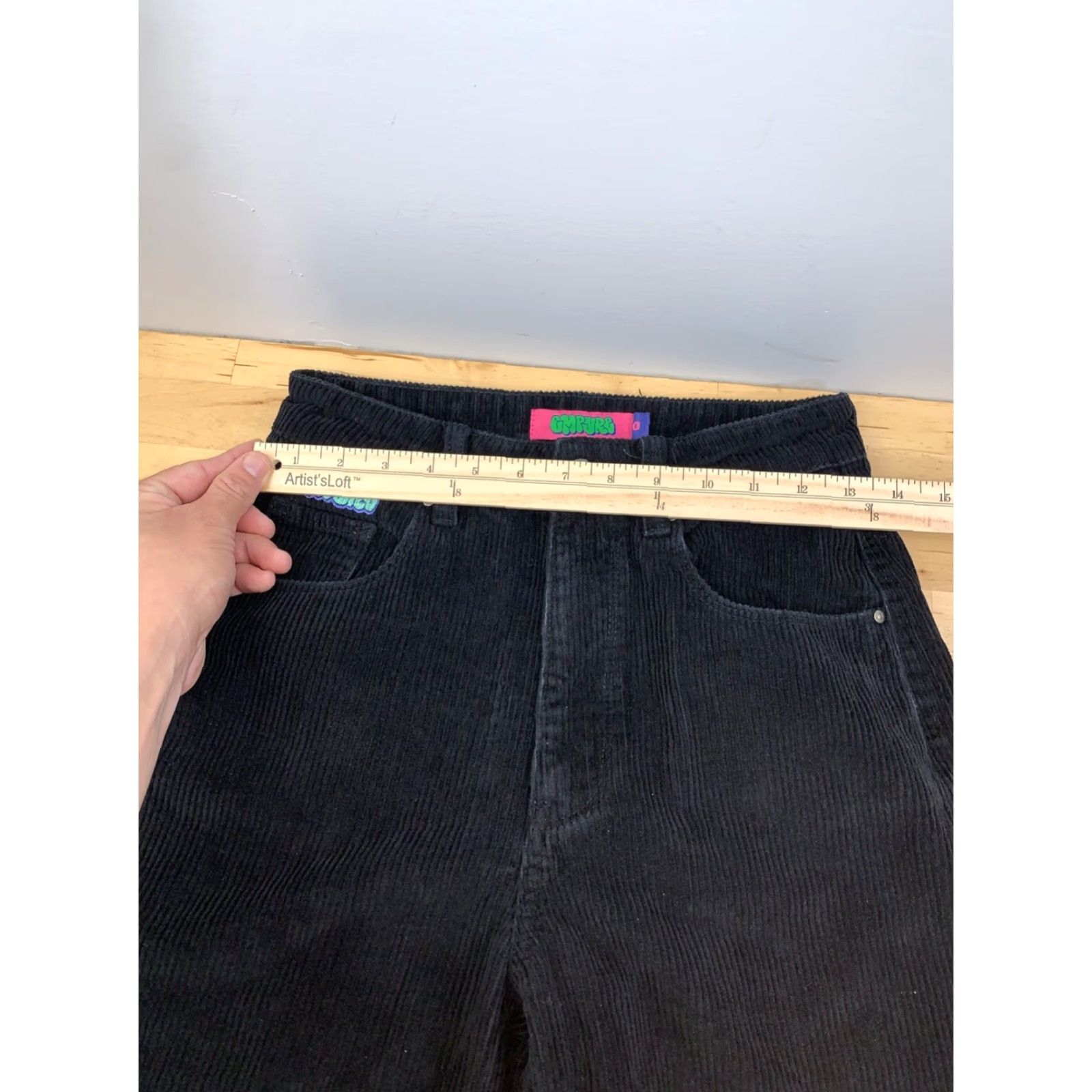 Empyre Empyre Pants Womens 0 Black Corduroy Cropped Wide-Leg Inseam 20 in Punk Skate Tori Size 25" / US 0 / IT 36 - 5 Thumbnail