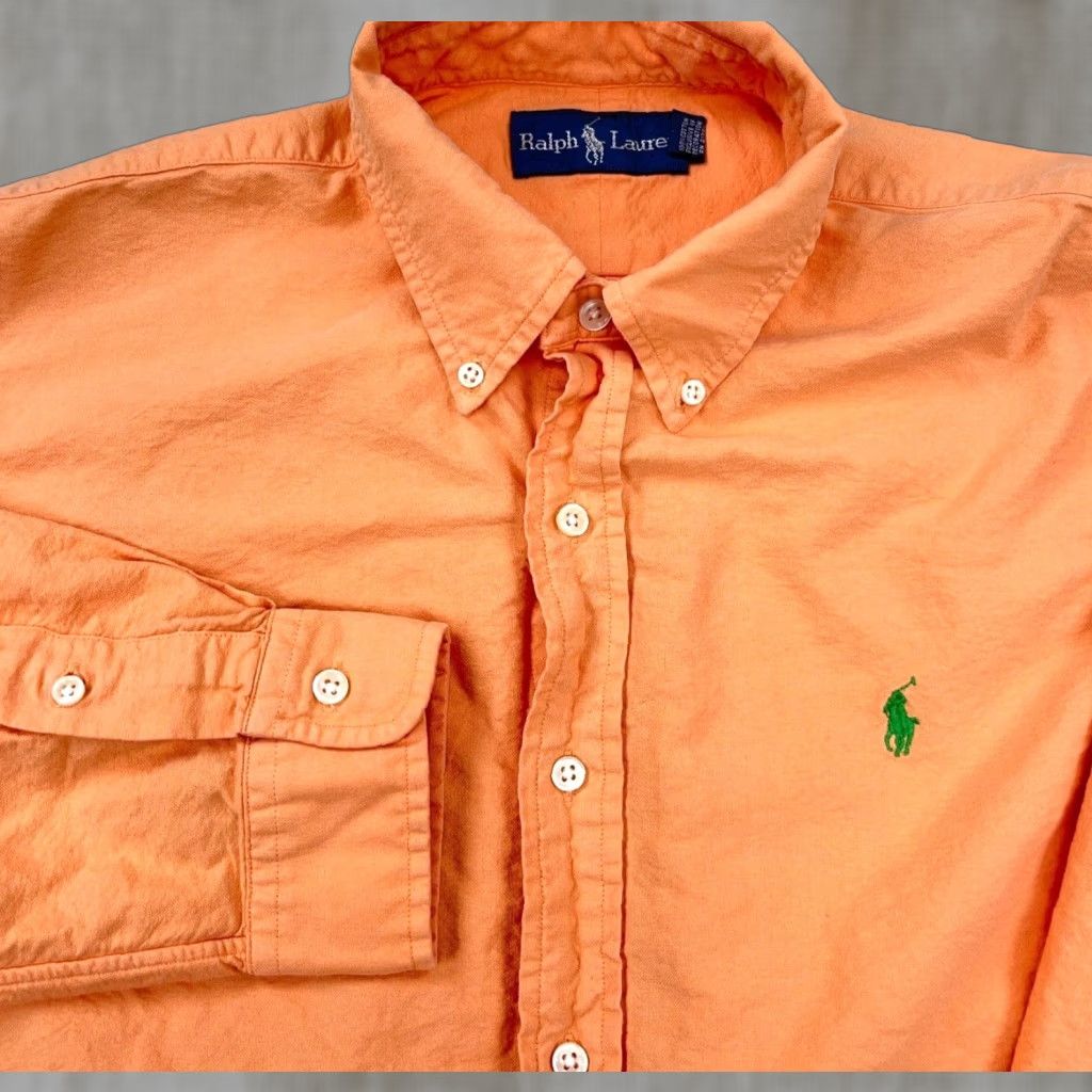 Polo Ralph Lauren VINTAGE Ralph Lauren Men’s Button-Up Shirt Large Orange Solid Casual Dress Preppy Size US L / EU 52-54 / 3 - 1 Thumbnail