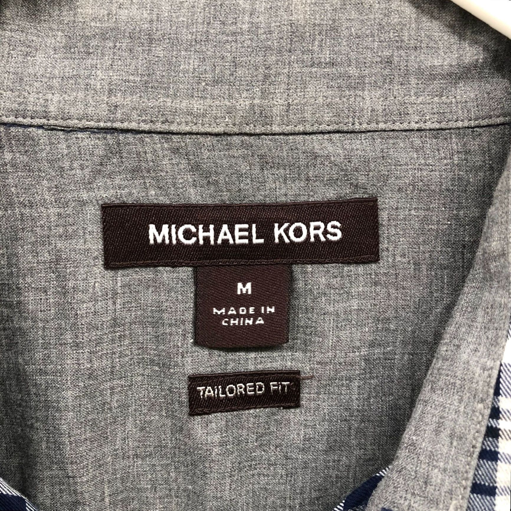 Michael Kors Michael Kors Shirt Mens M Long Sleeve Tailored Fit Plaid Blue Gray Cotton Button-Up Casual Workwear Size US M / EU 48-50 / 2 - 5 Thumbnail