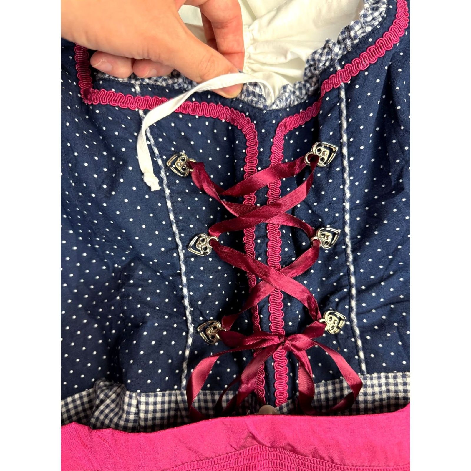 Folk Landhaus Octoberfest National Tyrol Folk German dress Blue Red Womens EU 50 Multi-Color Cotton Shirt Womens EU 50 Tyrol Landhaus Oktoberfest Germany Size XL / US 12-14 / IT 48-50 - 5 Thumbnail