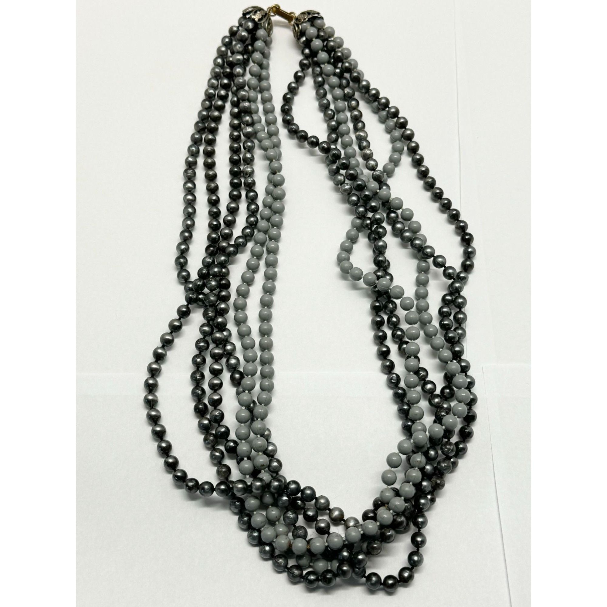 Vintage Vintage blue gray beaded multi strand necklace Size ONE SIZE - 4 Thumbnail
