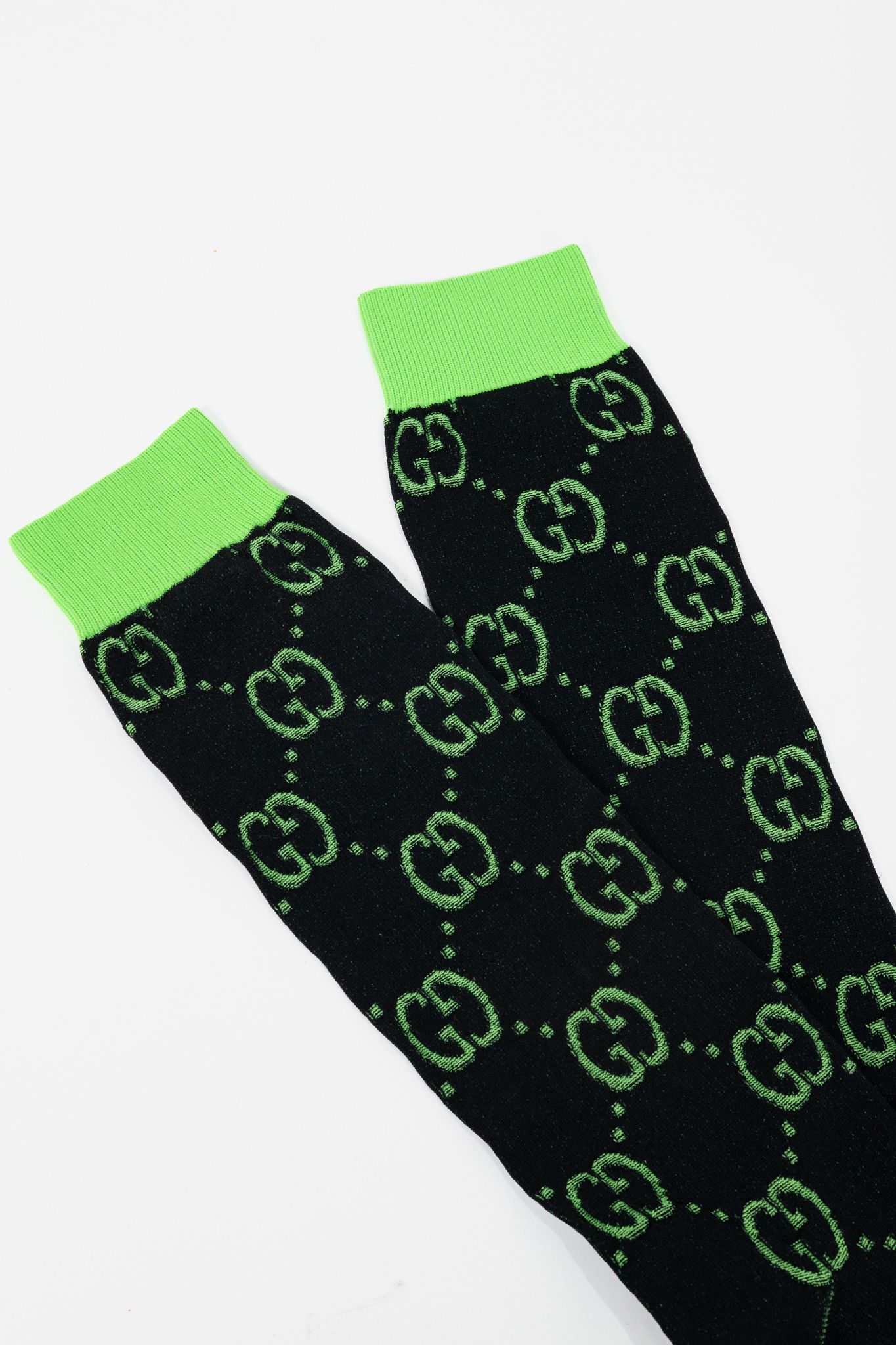 Gucci Gucci Black & Light Green GG Monogram Mid-Calf Socks Size ONE SIZE - 2 Thumbnail