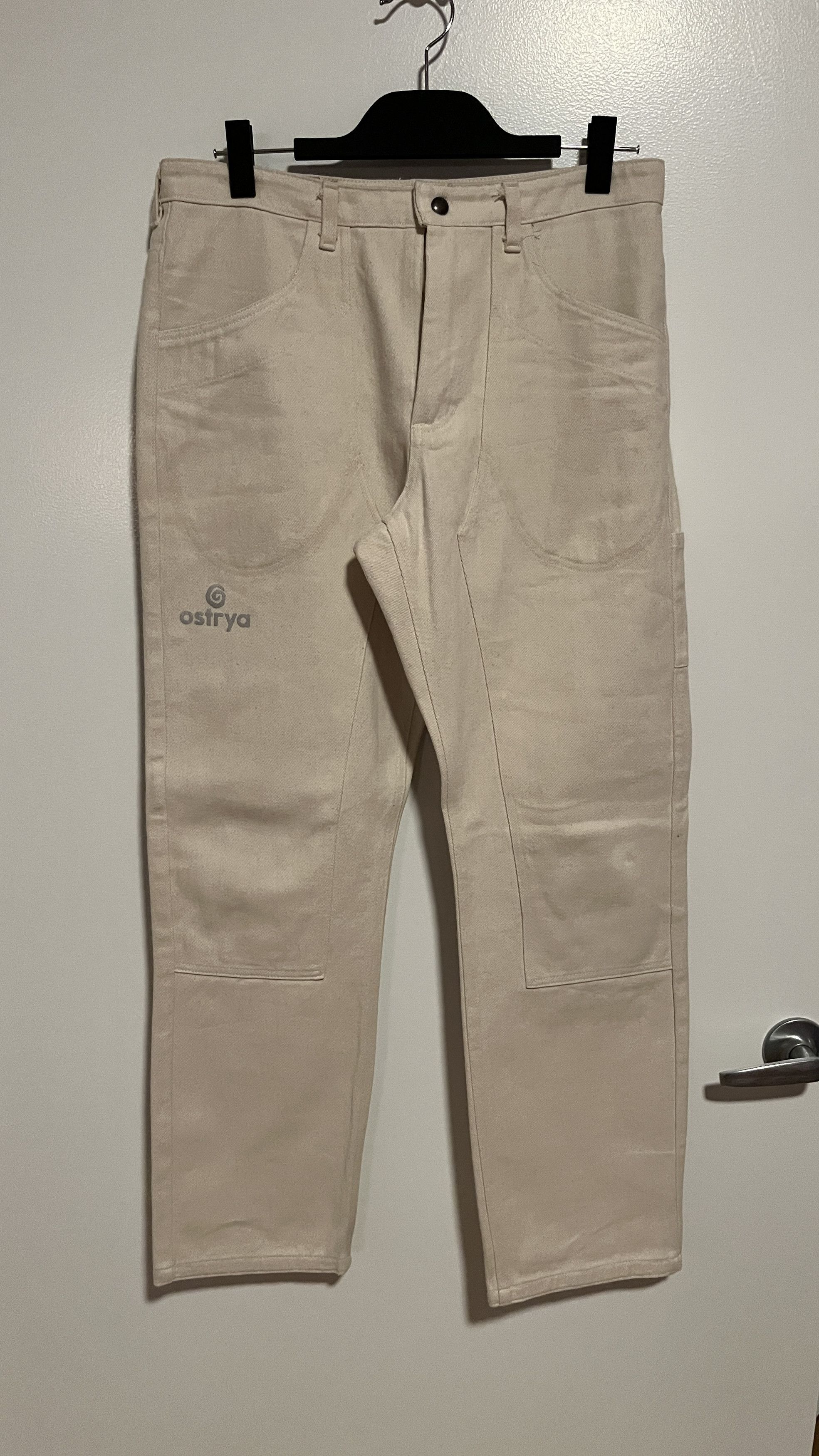 Ostrya Ostrya Double Knee Khaki White Denim Carpenter Pants 32 Size US 32 / EU 48 - 1 Thumbnail