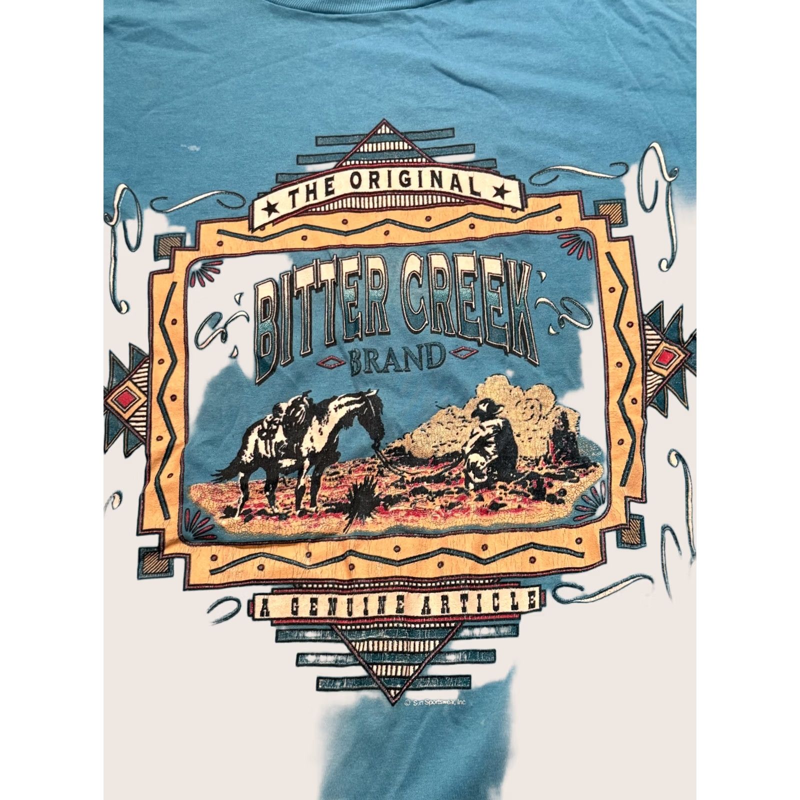 Sunray Sportswear VINTAGE Bitter Creek Shirt Mens XL Blue Western Horse Cowboy Graphic USA 90s Size US XL / EU 56 / 4 - 1 Thumbnail