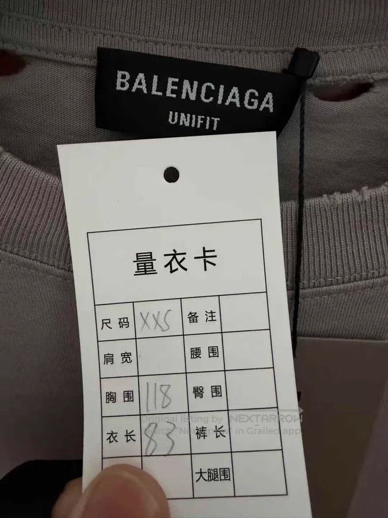 Balenciaga Balenciaga Gray Destroyed Print Short Sleeve T-Shirt Size US XXS / EU 40 - 3 Thumbnail