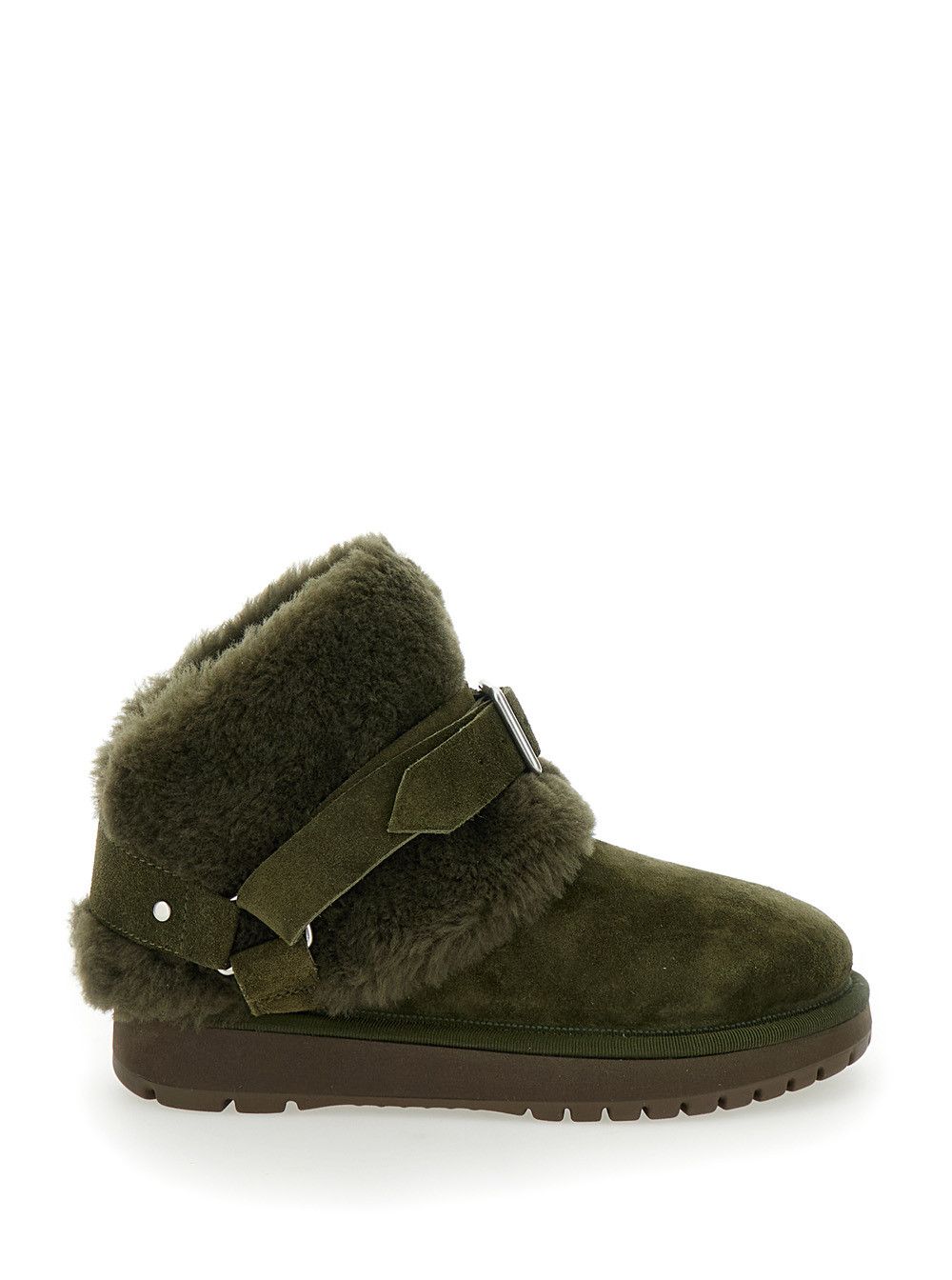 Burberry 'Snug' Green Ankle Boots with Strap in Suede and Shearling Woman Size US 6 / IT 36 - 1 Thumbnail