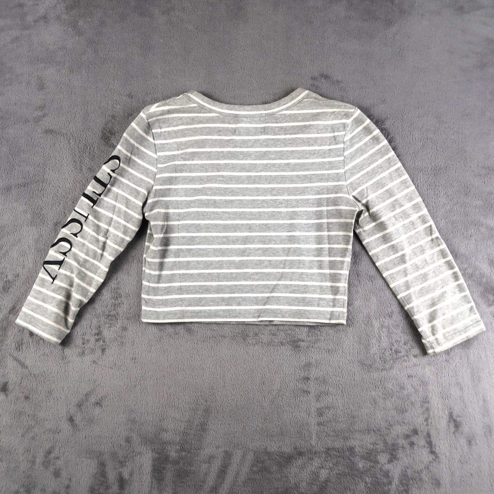 Vintage VINTAGE? STUSSY Cropped Long Sleeve T-Shirt Women XS Gray Embroidered Striped Knit Cotton Blend Shirt Ladies/ Womens? Size XS / US 0-2 / IT 36-38 - 2 Thumbnail