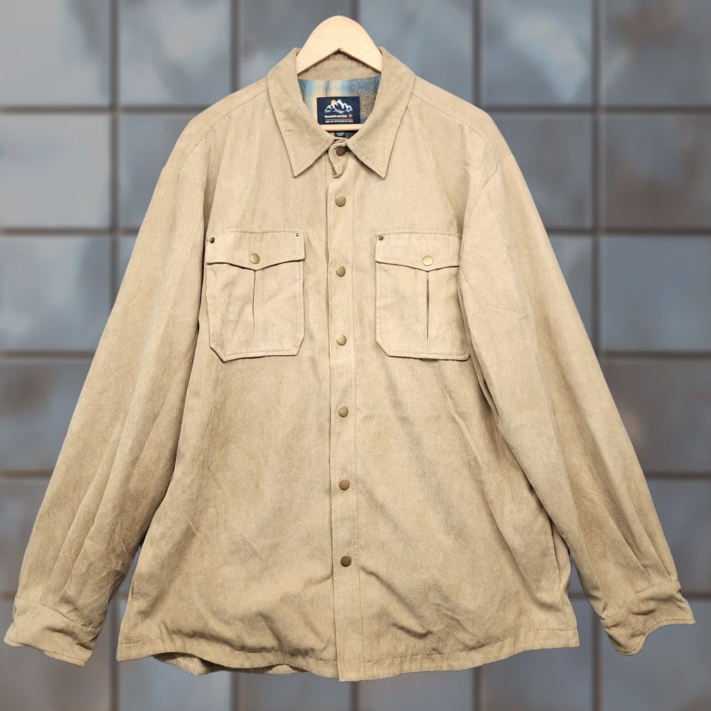 Vintage Mountain and Isles Shacket Mens XXL Tan Flannel Lined Shirt Jacket Chore Utility Size US XXL / EU 58 / 5 - 1 Thumbnail