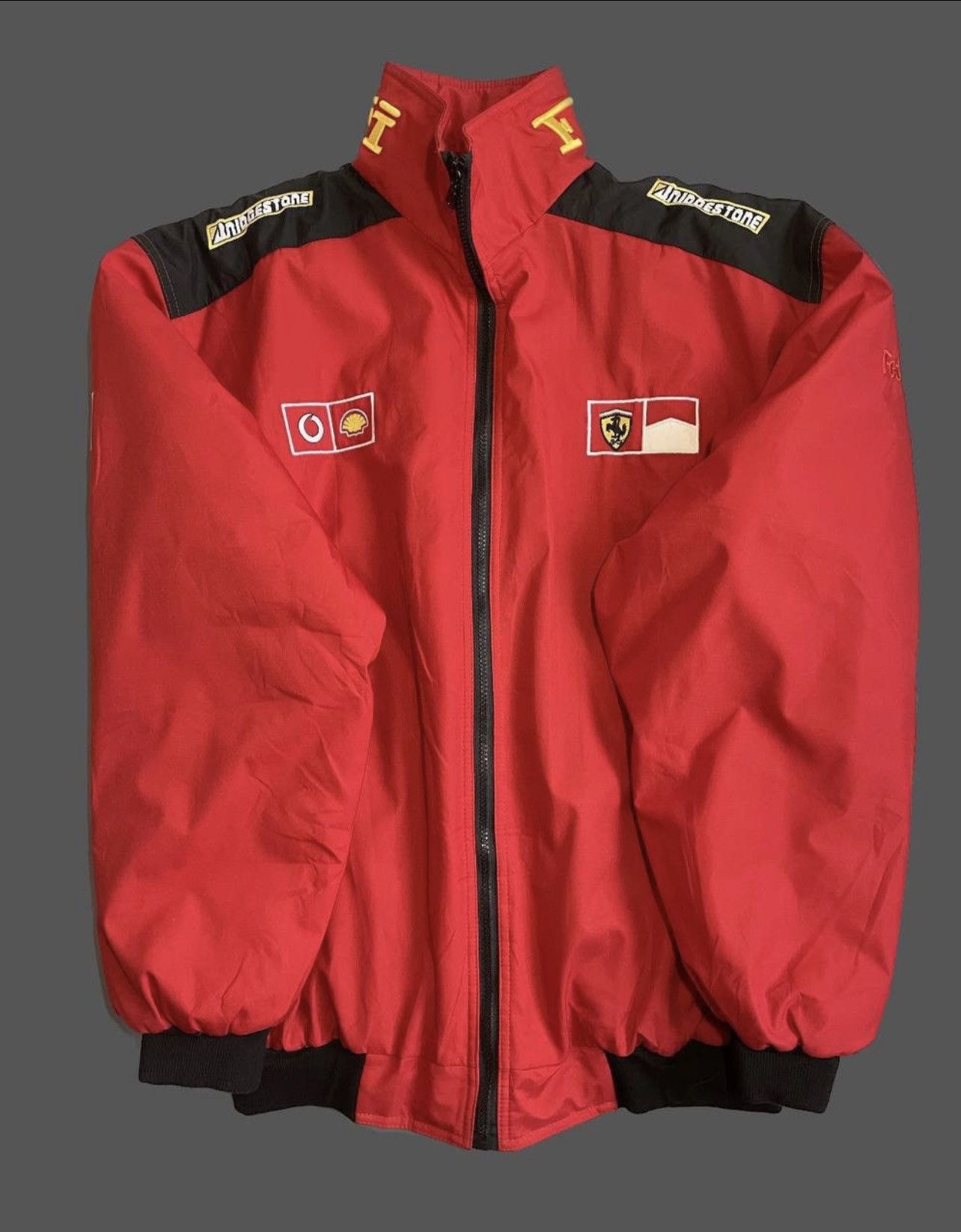 image of Vintage Ferrari Racing Jacket Red Nylon Vodafon Size Xl, Men's