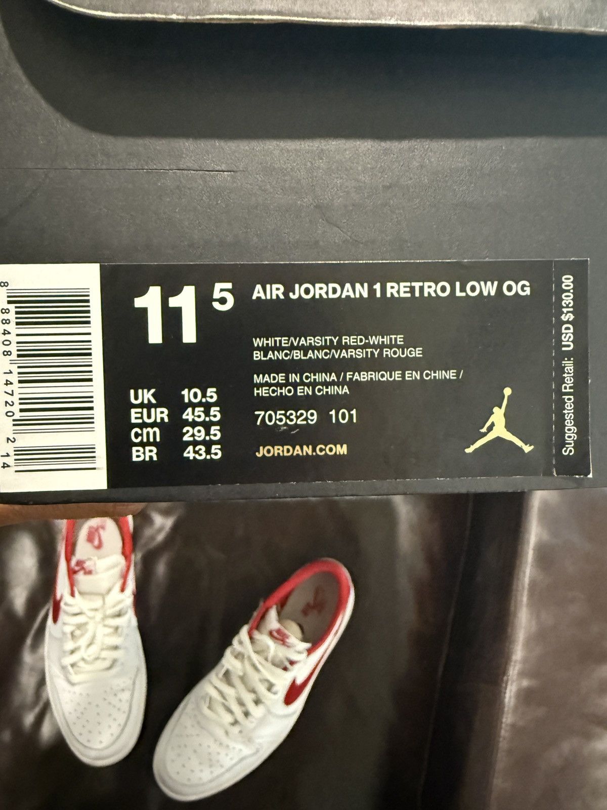 Nike Air Jordan 1 Retro Low White Varsity Red (2015) - Size 11.5M Size US 11.5 / EU 44-45 - 5 Thumbnail