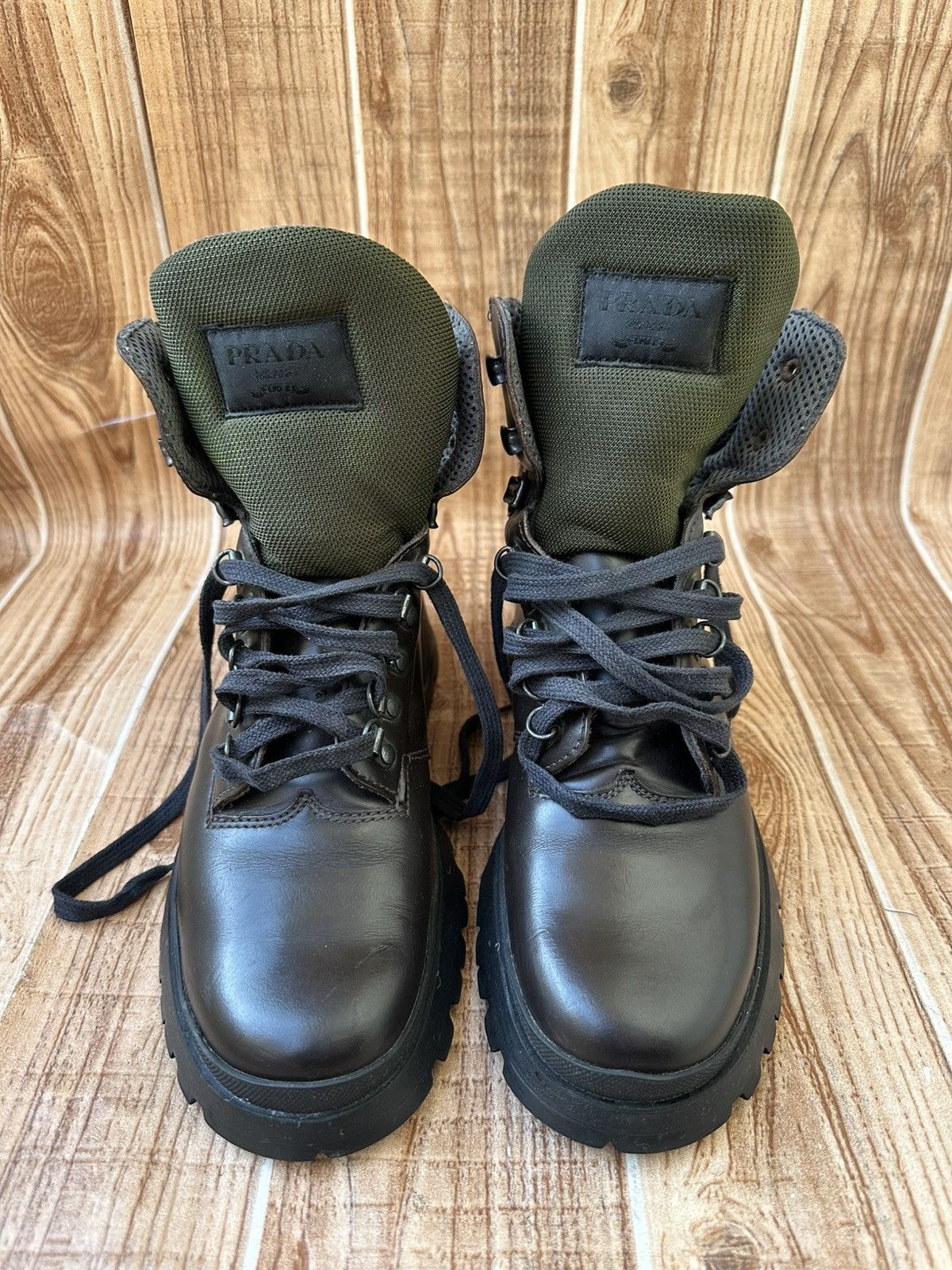 Prada Prada FW99 Runway leather Vibram boots | Grailed