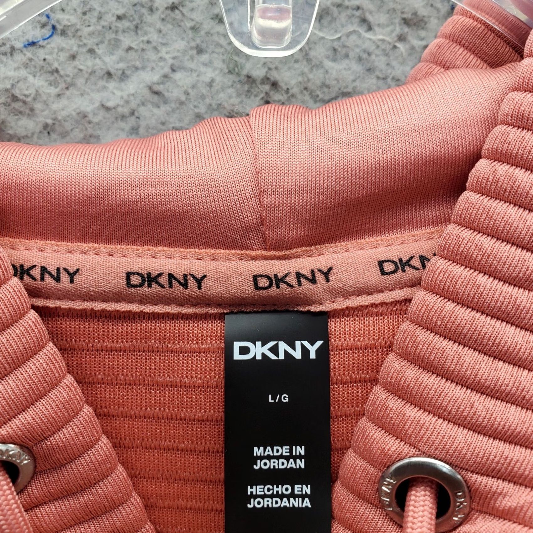 DKNY DKNY Hooded Jacket Women L Pink Ribbed Soft Ottoman Tech Pockets Zip Up DPMJ9667 Size L / US 10 / IT 46 - 5 Thumbnail