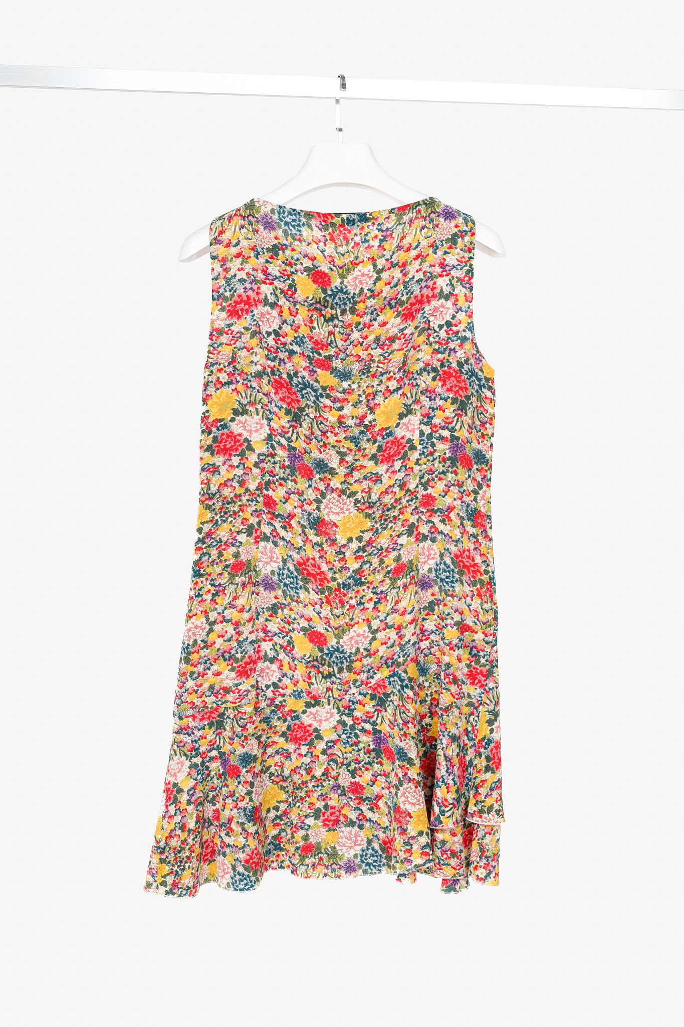 Etro Etro Green & Pink Silk Floral-Print Mini Dress Size L / US 10 / IT 46 - 2 Thumbnail
