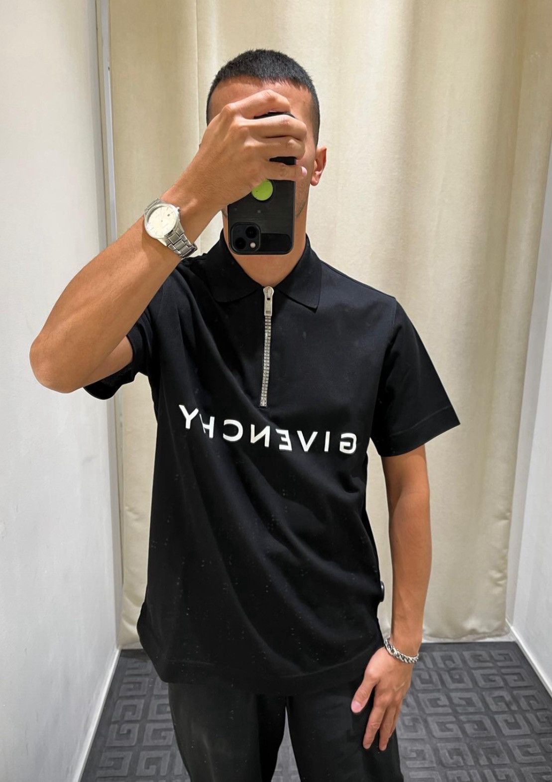 Givenchy Logo-Print Cotton-Piqué Half-Zip Polo Shirt Size US S / EU 44-46 / 1 - 1 Thumbnail