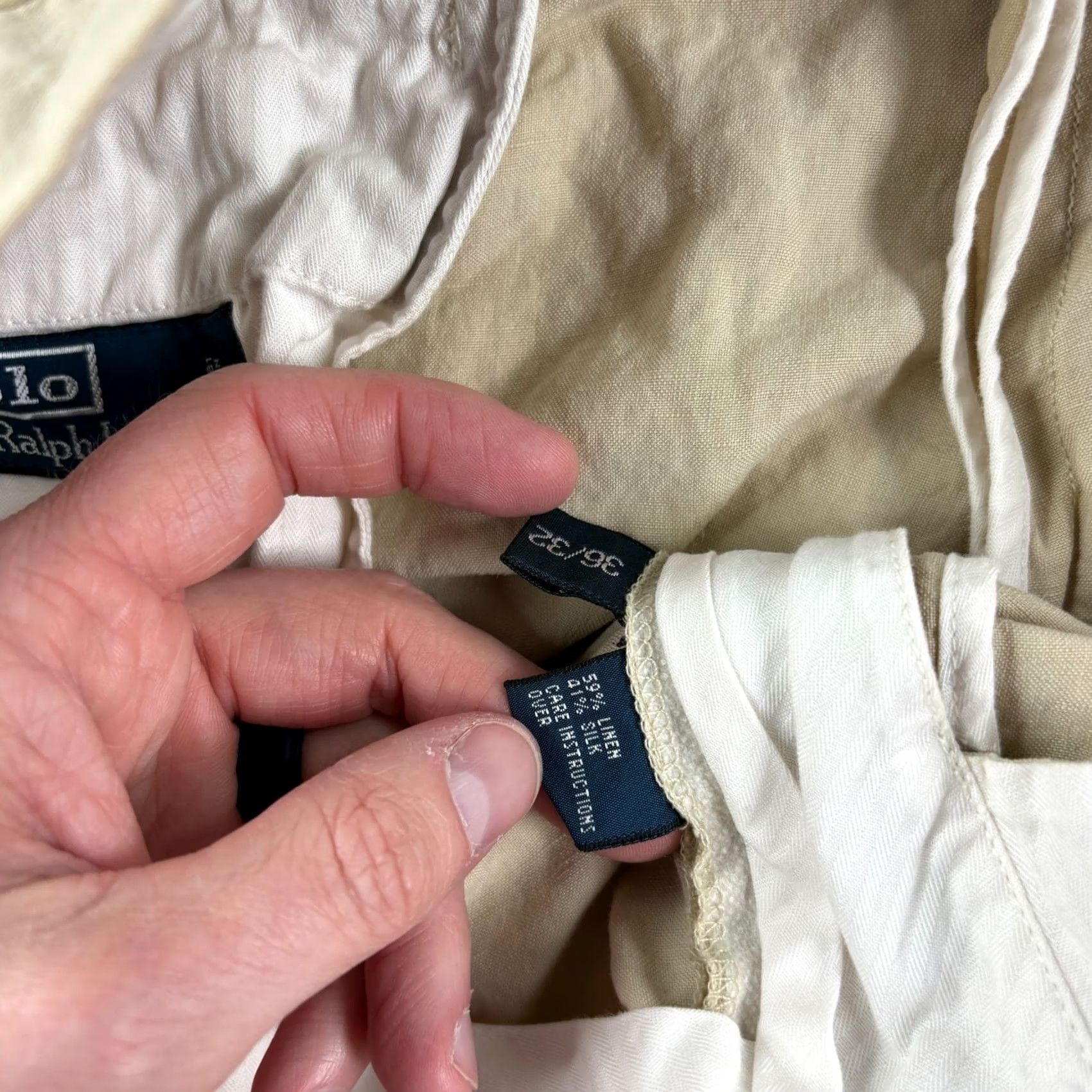 Polo Ralph Lauren VINTAGE Polo Ralph Lauren Pants Mens 36x26 Beige Linen Silk Straight Leg Beach Casual Flat Front Zip Size US M / EU 48-50 / 2 - 5 Thumbnail