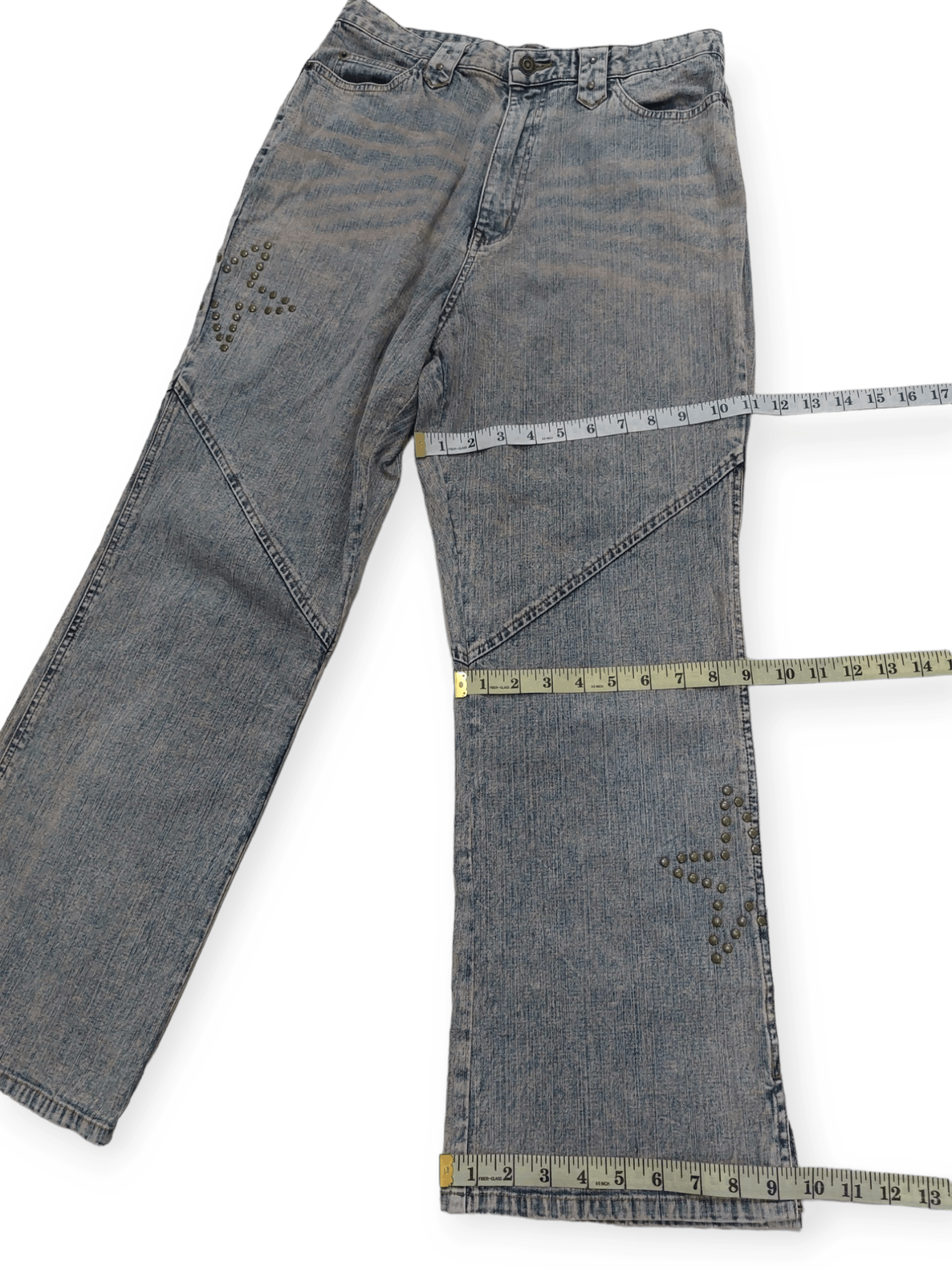 Japanese Brand Livre Claire Baggy Star Patched Denim Size US 27 - 11 Thumbnail