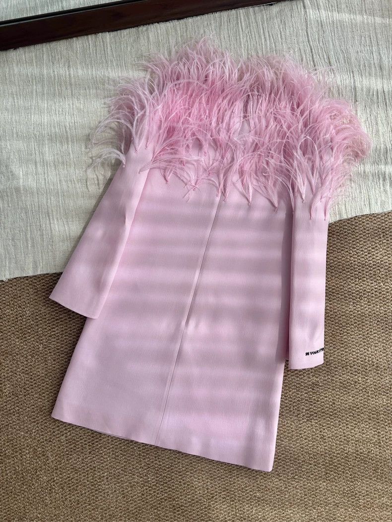 Valentino Valentino Cotton, wool, mixed mulberry silk, pink feathers Size M / US 6-8 / IT 42-44 - 6 Thumbnail