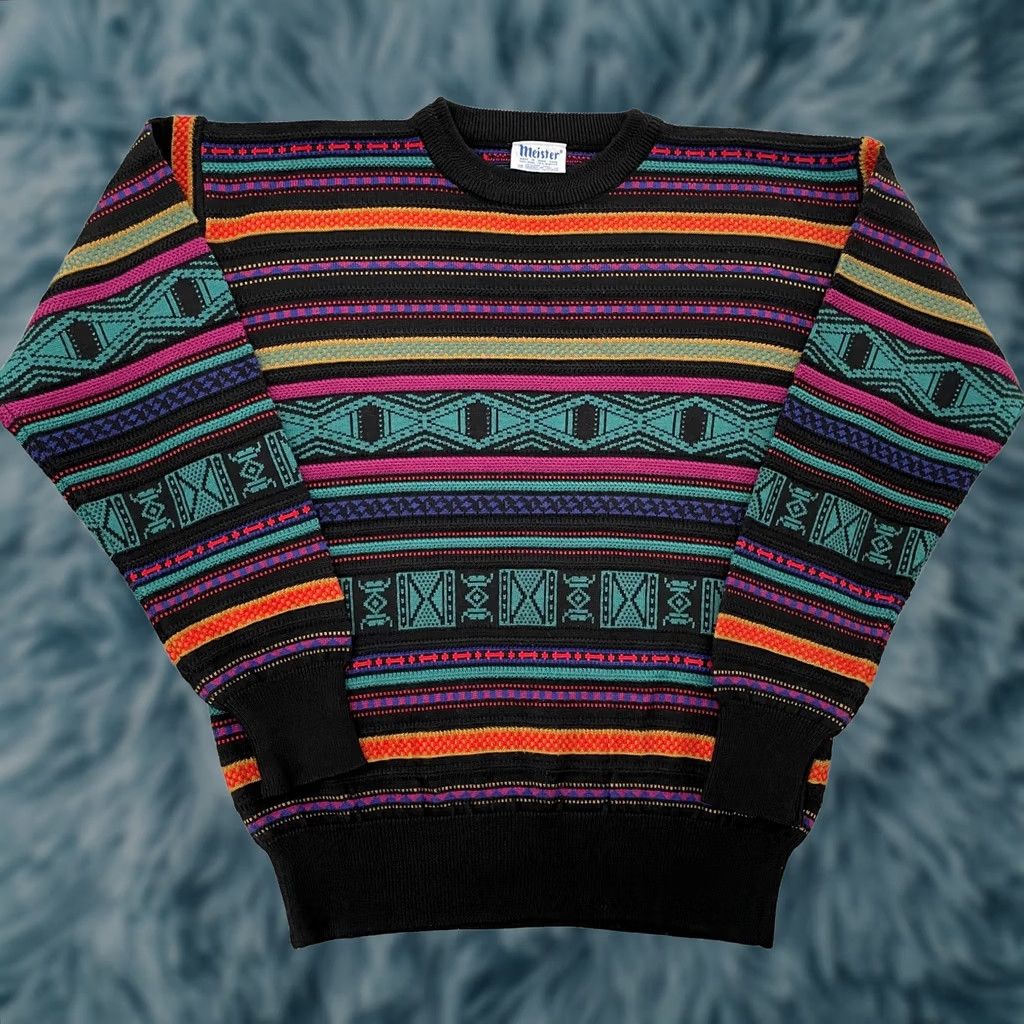 Vintage VINTAGE Meister Sweater Adult Large Wool Blend Geometric Apres Ski Gaper Men 80s Size US L / EU 52-54 / 3 - 1 Thumbnail
