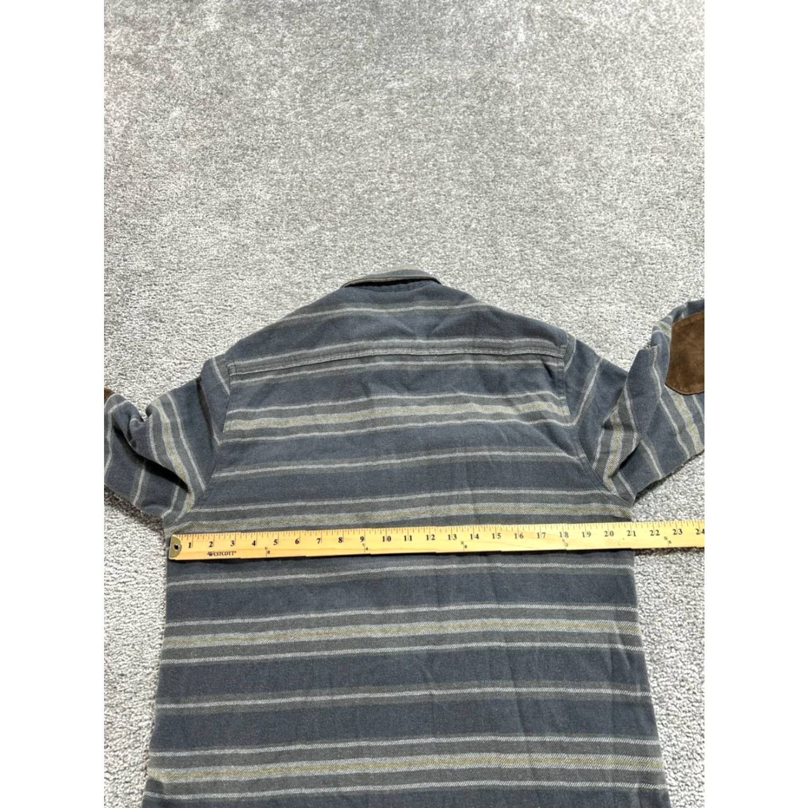 Faherty Faherty Shacket Mens Small Gray Flannel Striped Button Front Elbow Patch Pocket Casual Jacket Size US S / EU 44-46 / 1 - 6 Thumbnail