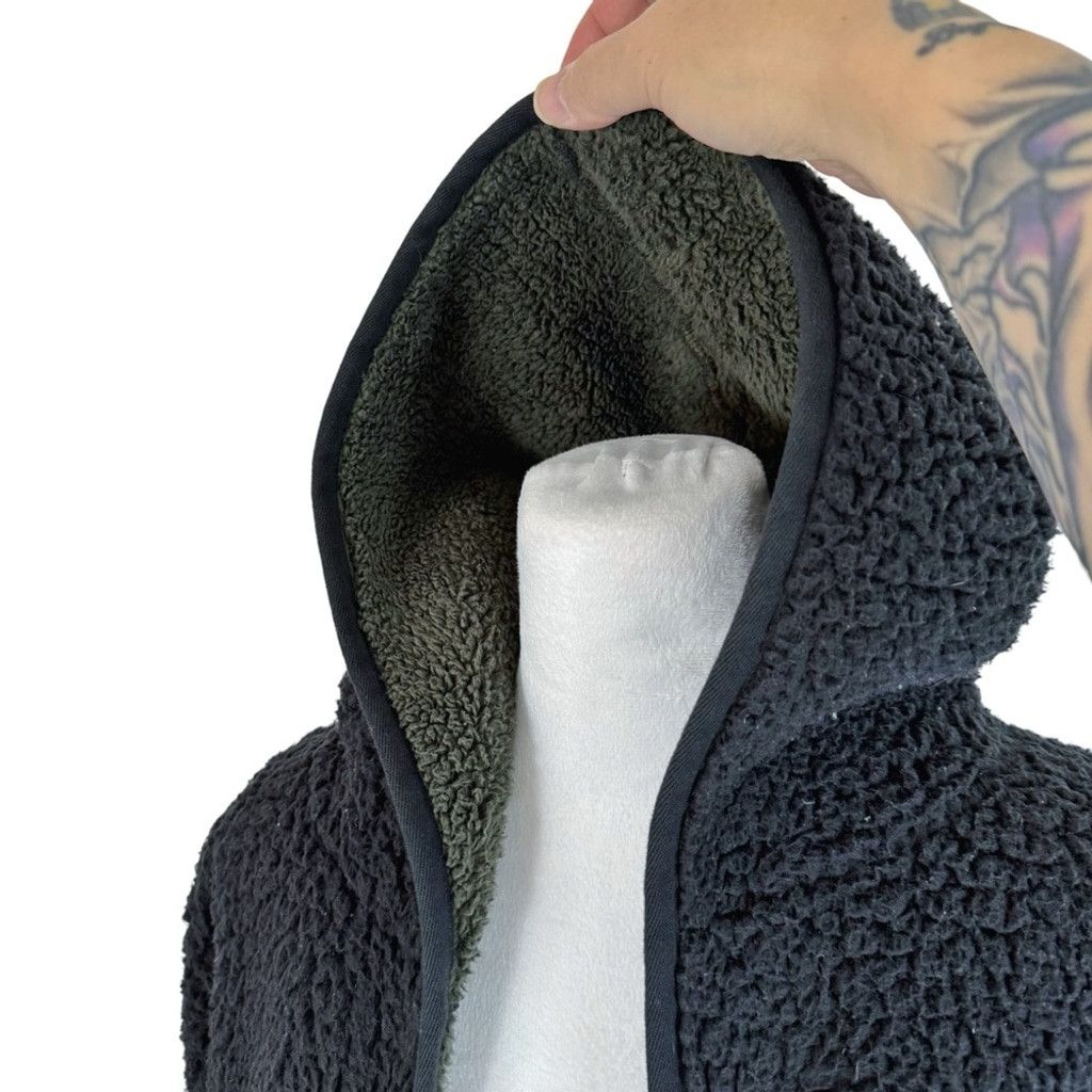 Express EXPRESS Men's Thick Soft Black Open Sherpa Hood Jacket XS/S Size US S / EU 44-46 / 1 - 4 Thumbnail