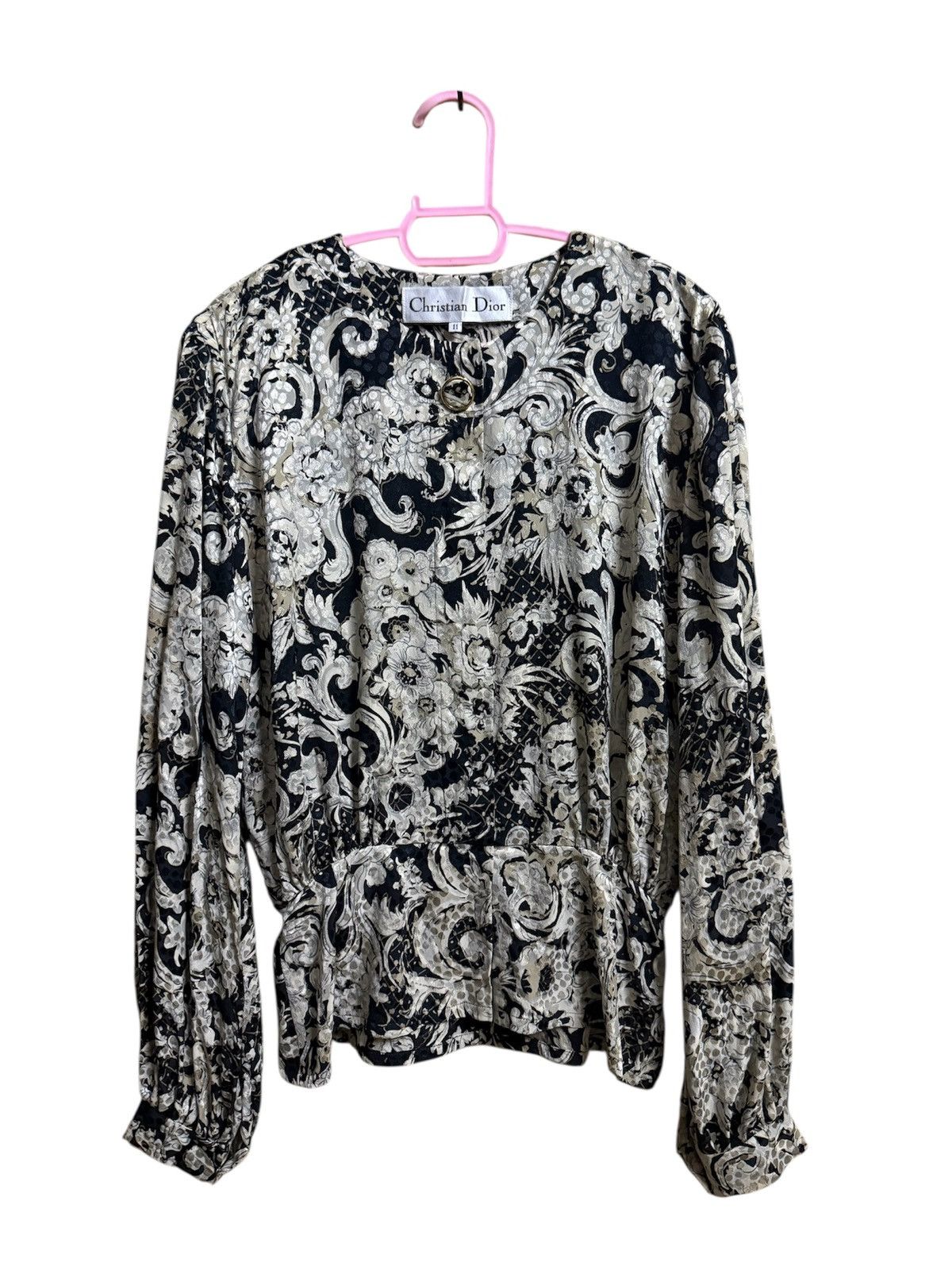Christian Dior Monsieur Christian Dior black and white floral blouse Vintage Size M / US 6-8 / IT 42-44 - 1 Thumbnail