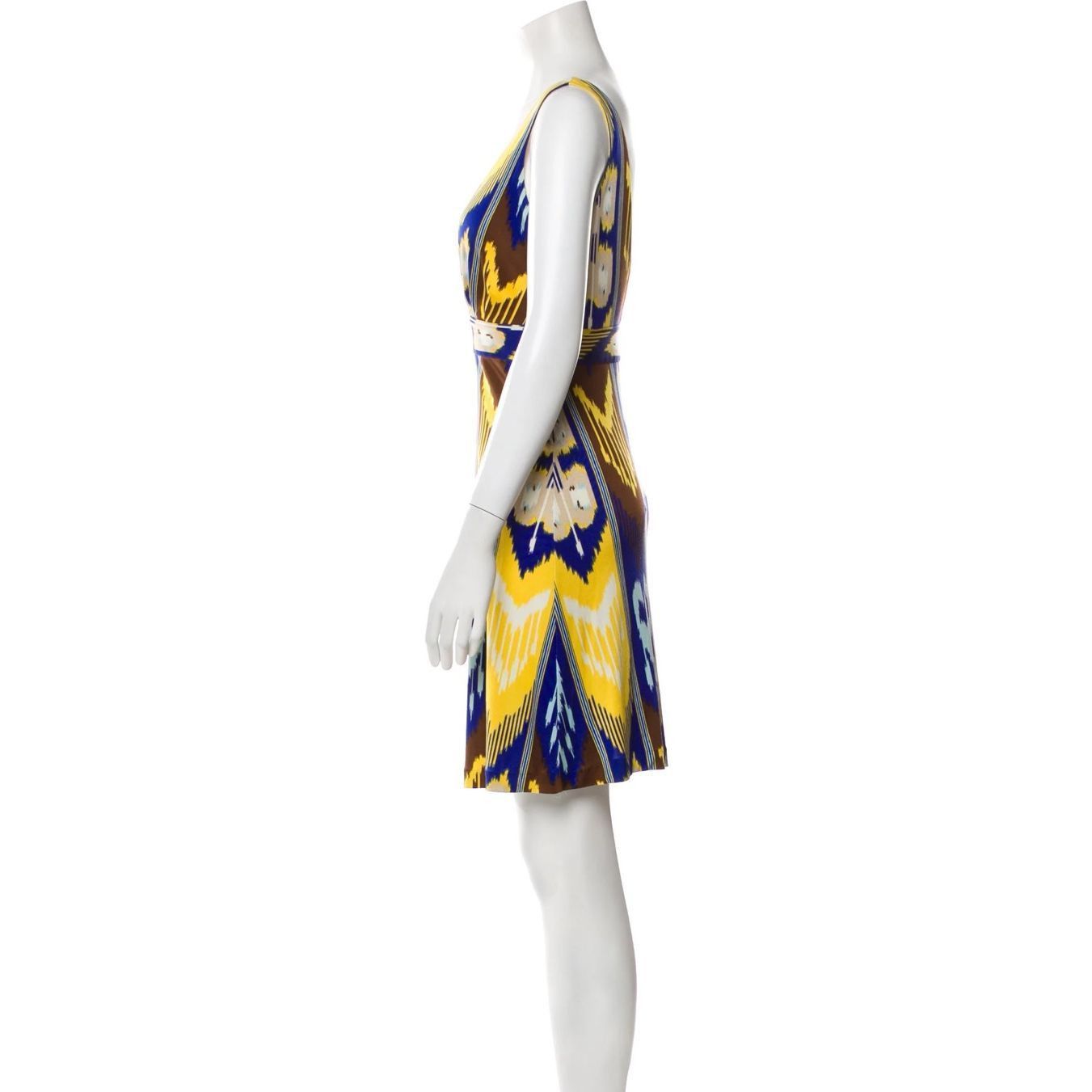 Tory Burch Tory Burch Silk Ikat Print Plunge Mini Dress Women’s XS Size XS / US 0-2 / IT 36-38 - 2 Thumbnail