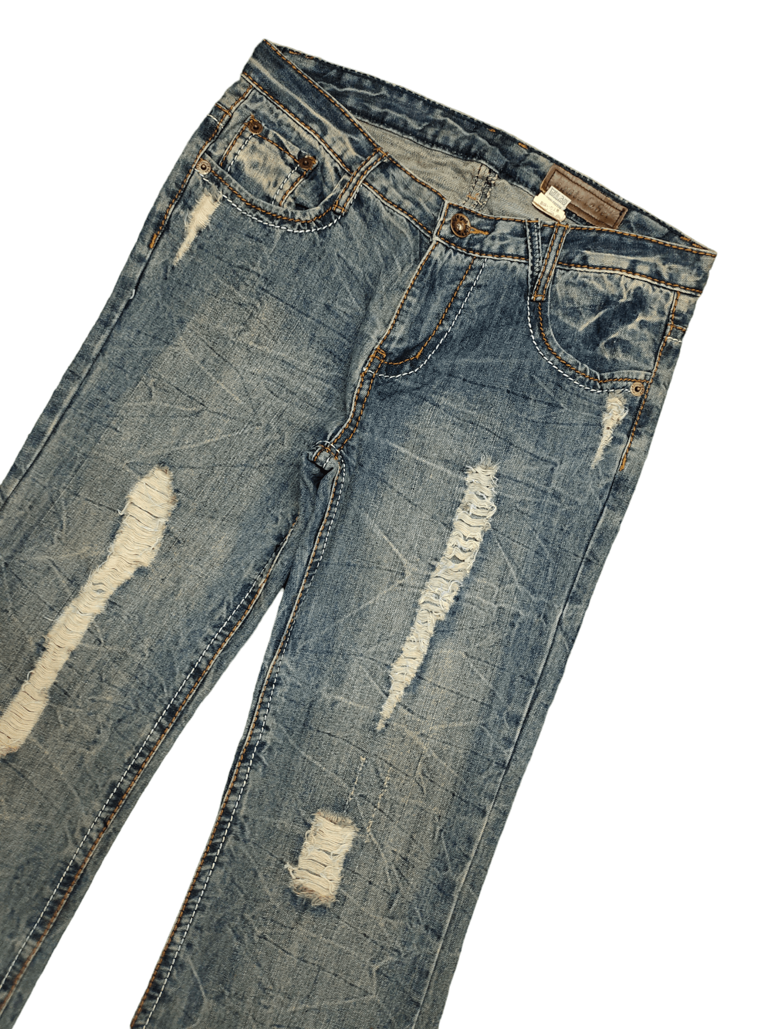 If Six Was Nine Flare Baggy Jean Agate Label Wings Distress Bootcut Wide Leg Size US 34 / EU 50 - 11 Thumbnail
