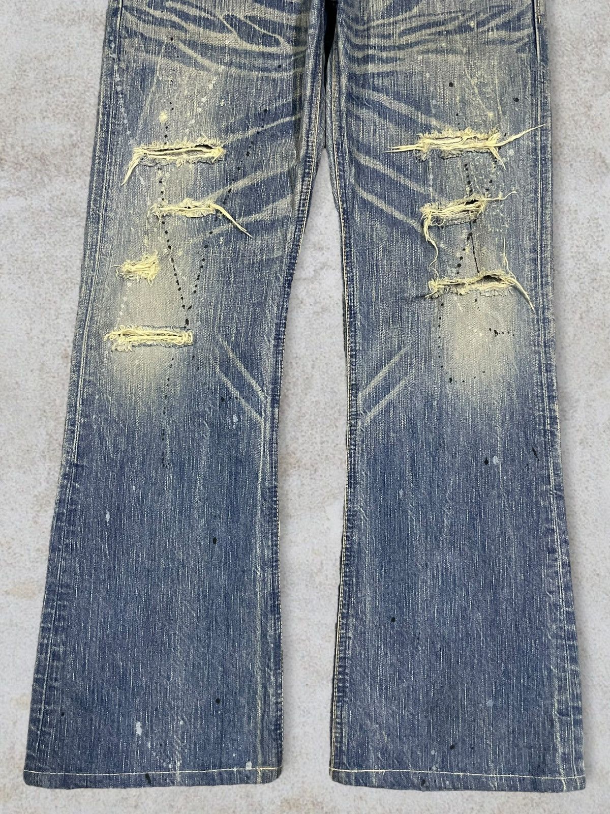 POST ARCHIVE FACTION (PAF) Vintage Edwin Paint Splatter Distressed Washed Flare Jeans Size US 32 / EU 48 - 9 Thumbnail