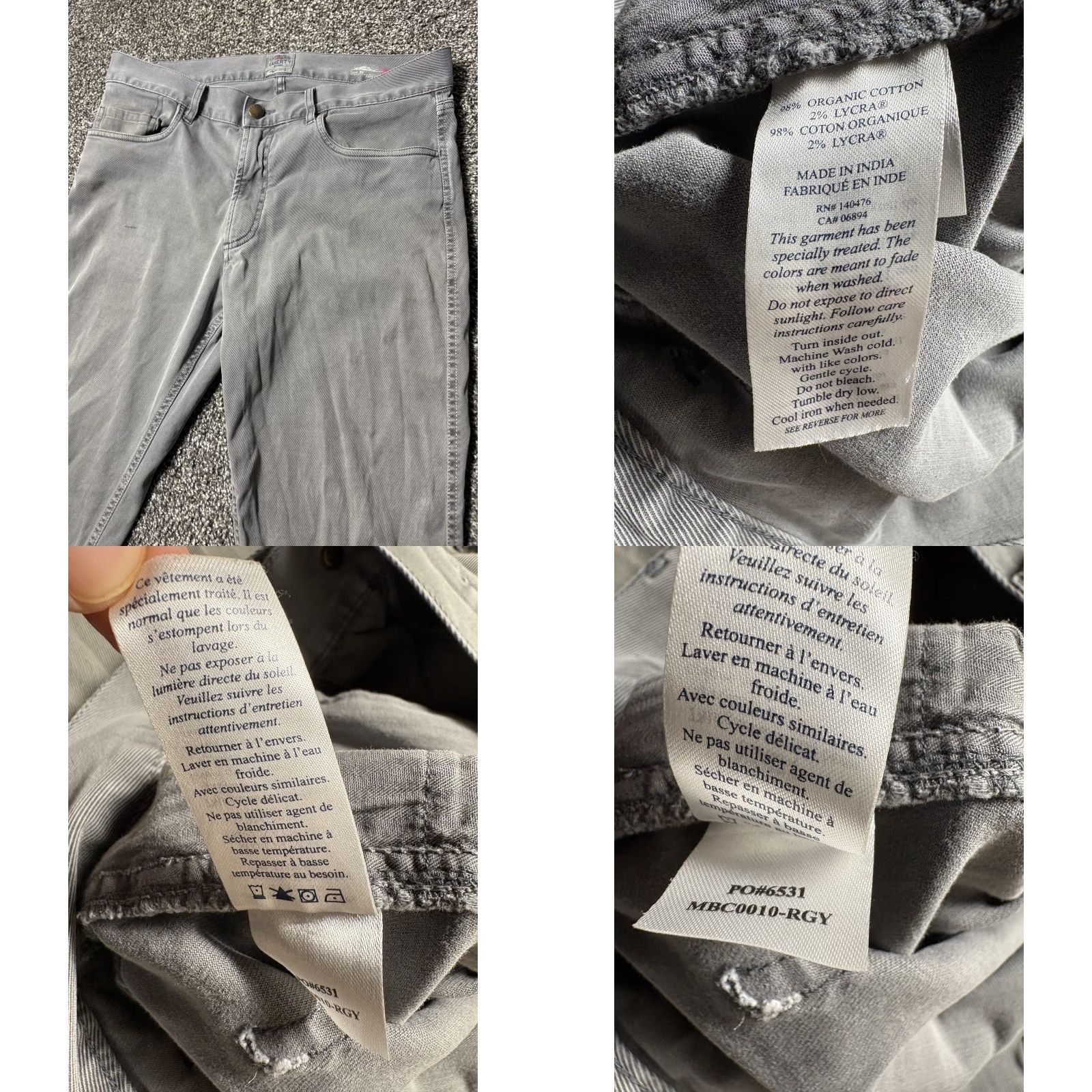 Faherty Faherty Pants Mens 32 Gray Chino Stretch Twill Casual Tapered Leg Comfort Soft Size US 32 / EU 48 - 8 Thumbnail
