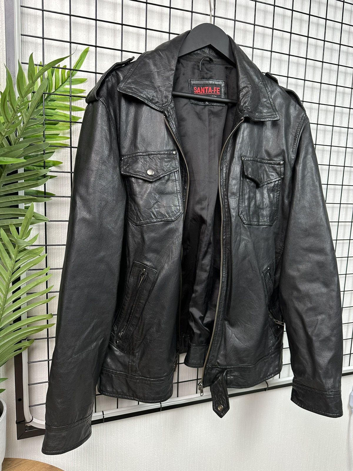 Vintage Leather Jacket Santa-Fe Vintage Men XL Black Size US XL / EU 56 / 4 - 4 Thumbnail