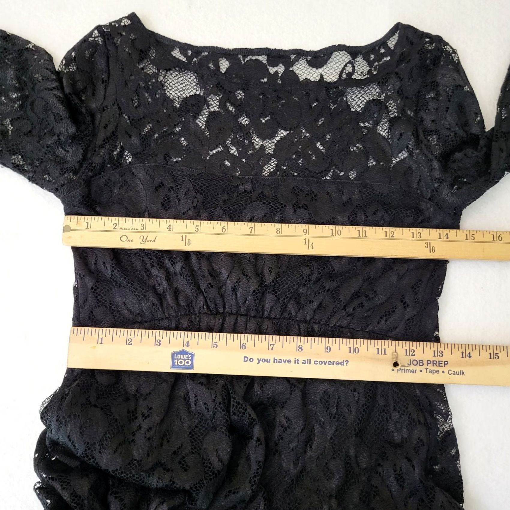 Vintage TIFFANY ROSE MATERNITY Women's Lace Cocktail Dress Scalloped Hem Black Round Neck Above the Knee A-Line Size XS / US 0-2 / IT 36-38 - 7 Thumbnail
