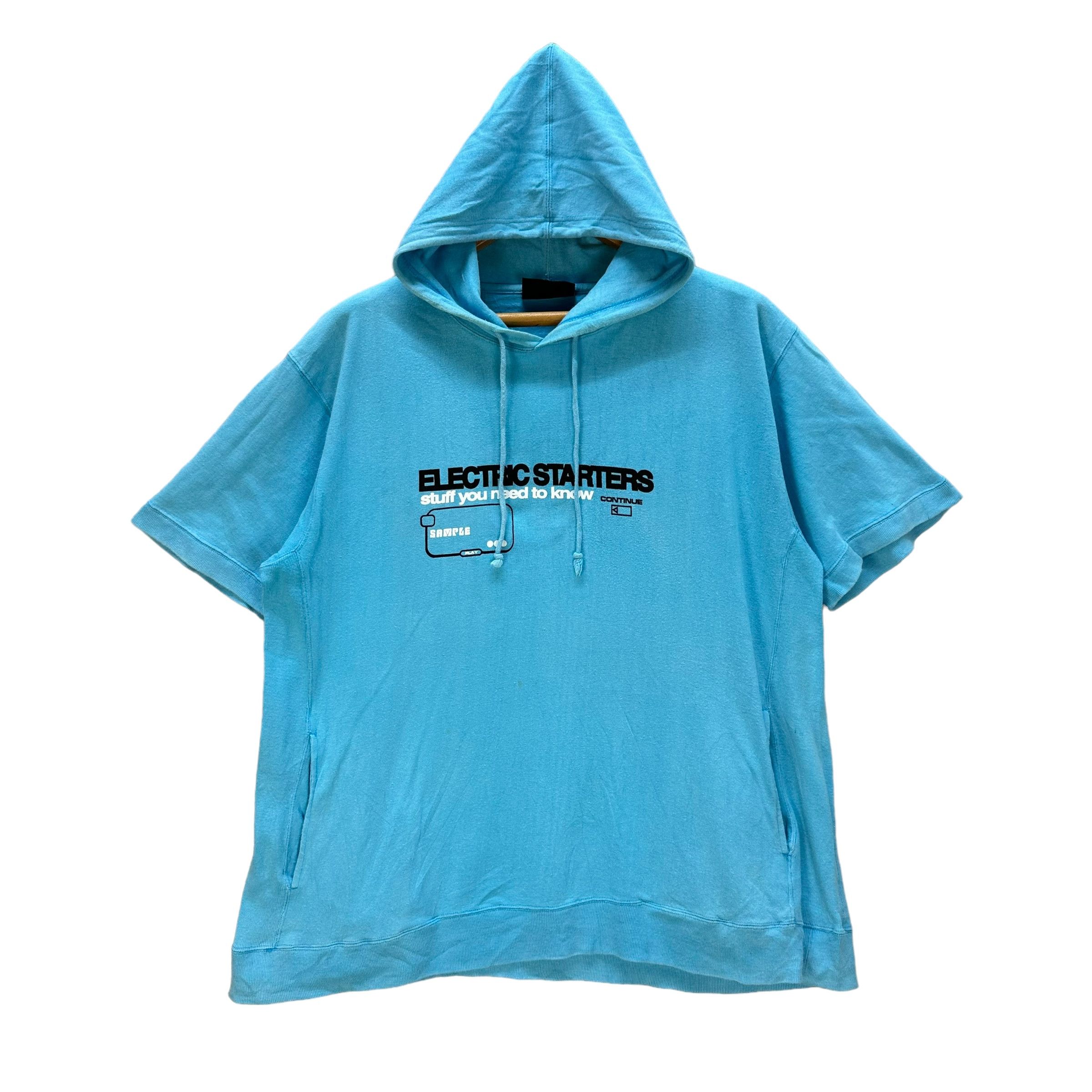 Japanese Brand OVER HEAD ELECTRIC STARTE SHORT SLEEVE HOODIES #9066-54 Size US L / EU 52-54 / 3 - 1 Thumbnail