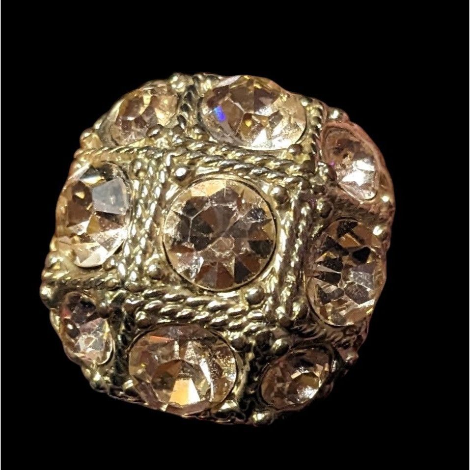 Other Champagne Gemmed Glam Gold Tone Statement Ring Size 7 Size ONE SIZE - 6 Thumbnail
