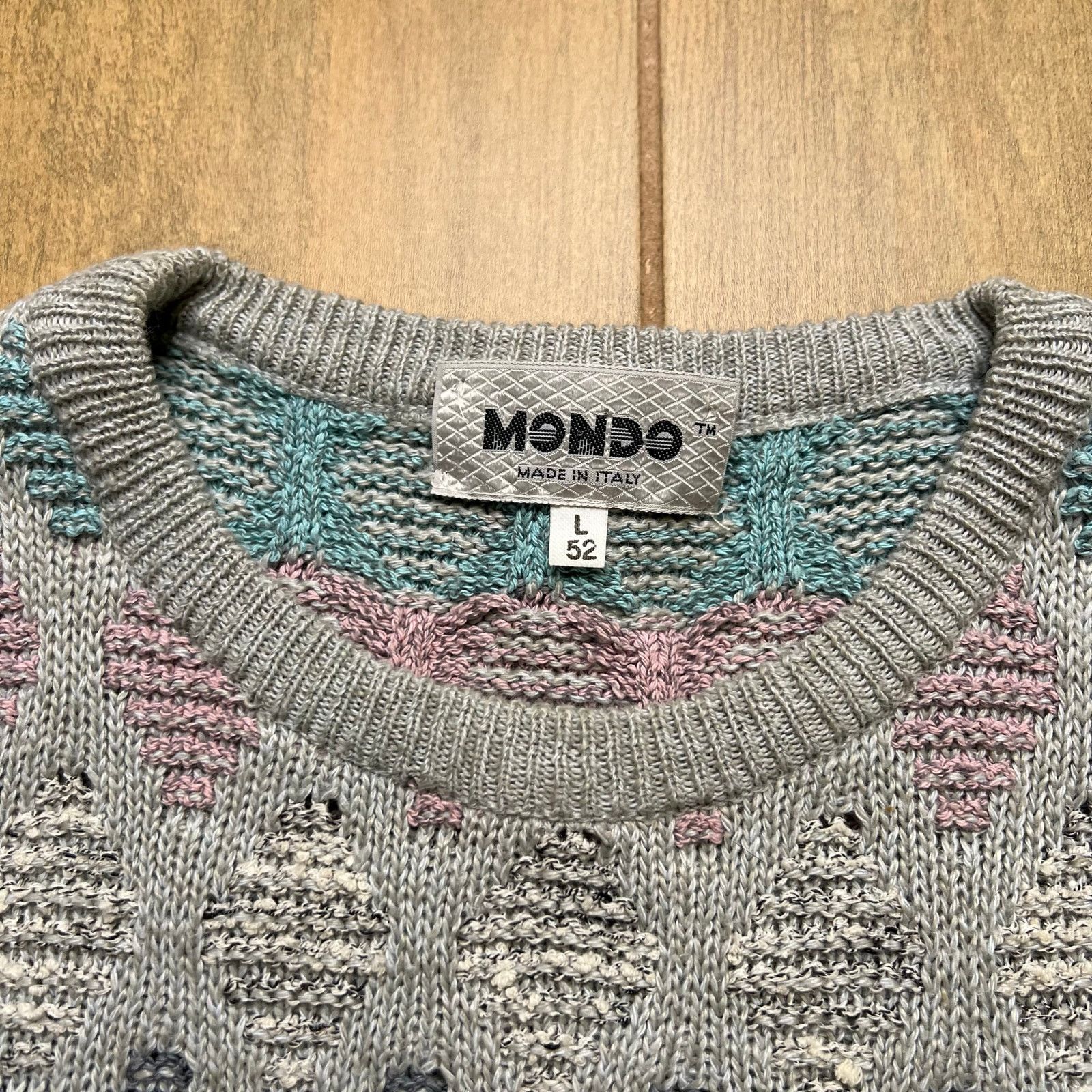 Vintage Vintage MONDO Italy Textured Knit Sweater L 52 Pastel 90s Size US L / EU 52-54 / 3 - 2 Thumbnail