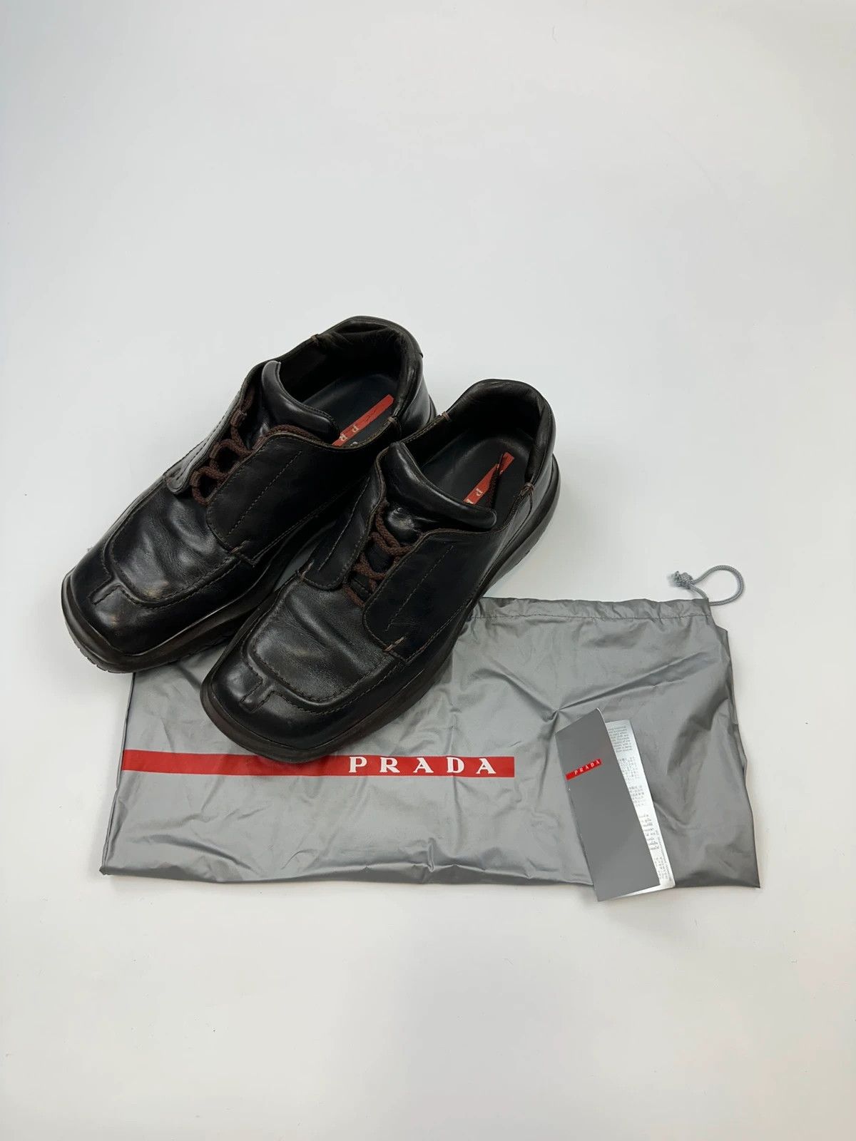 Prada Prada Sport FW1999 Black Leather Derby Vibram Puddle Sole Size US 9.5 / EU 42-43 - 17 Thumbnail