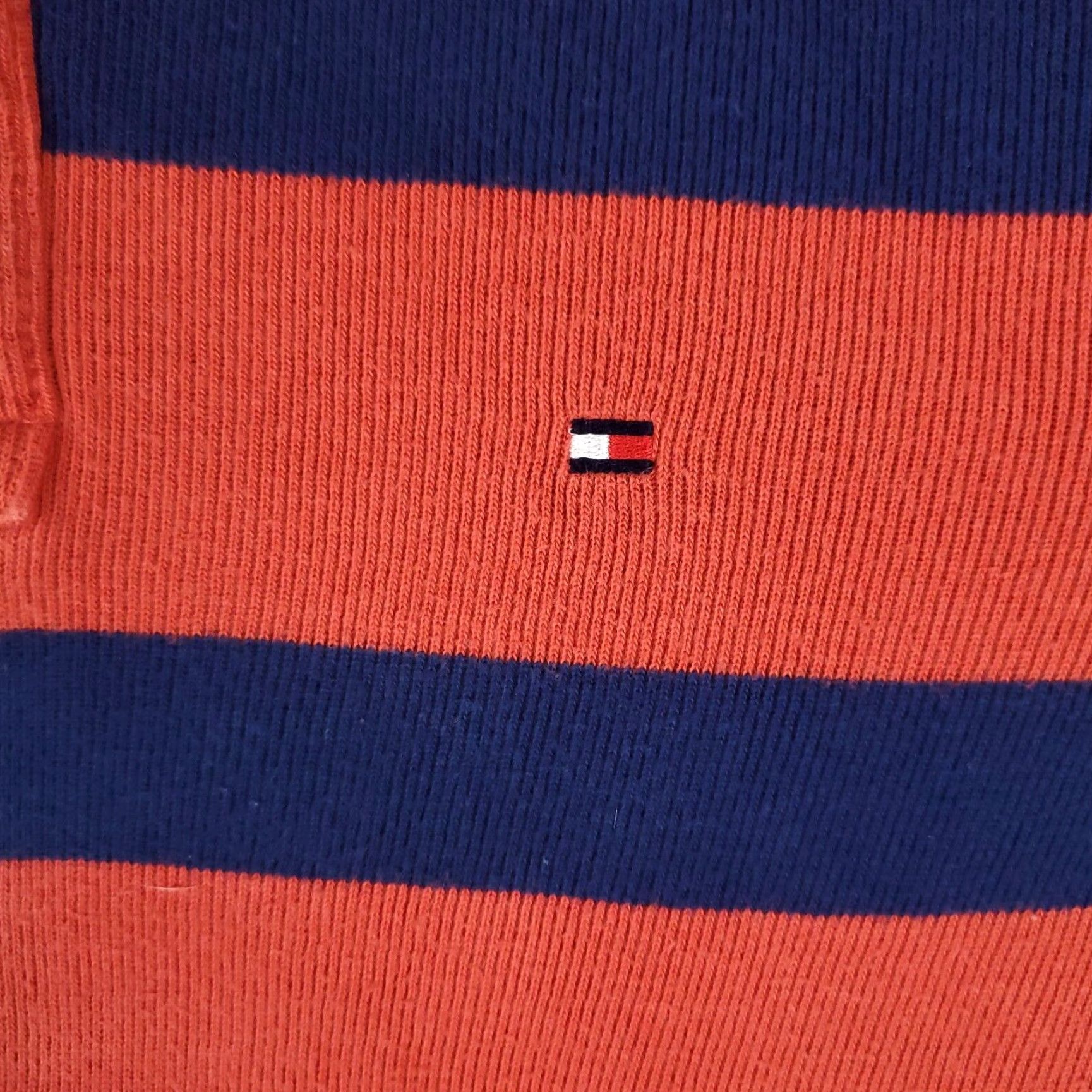 Tommy Hilfiger VINTAGE Tommy Hilfiger Women's Sweater XS Blue Striped Pullover Knit Long Sleeve Mock Neck Casual Fashion Size XS / US 0-2 / IT 36-38 - 2 Thumbnail